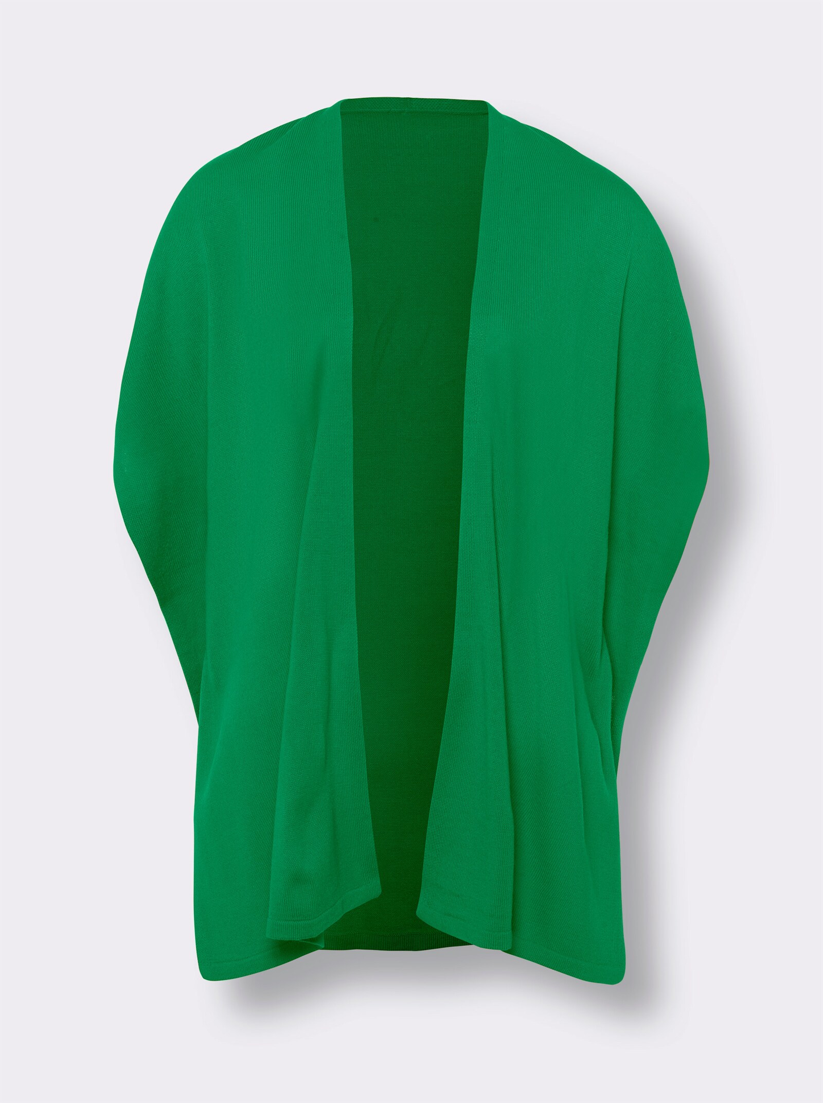 Strickponcho im Kimono-Style - grasgrün