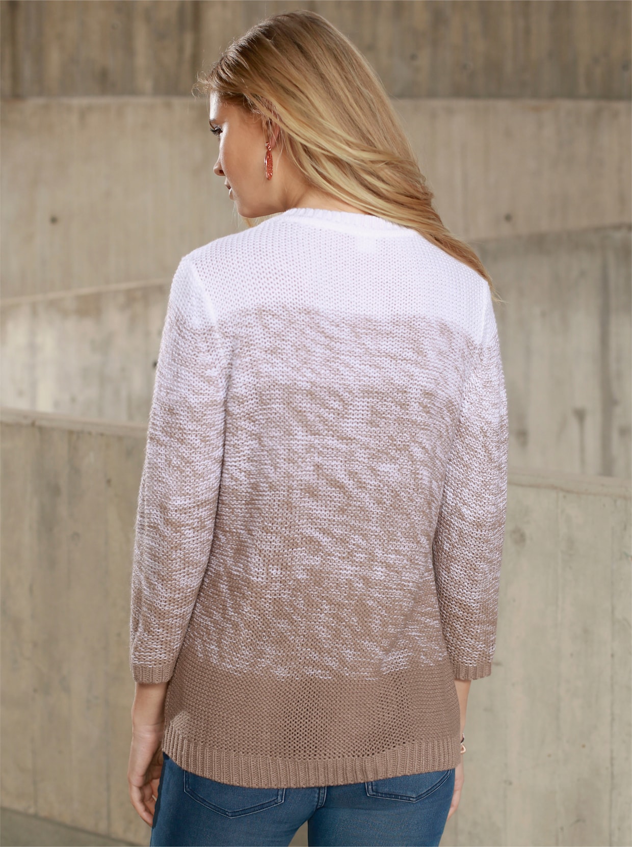 Pullover met 3/4-mouwen - taupe