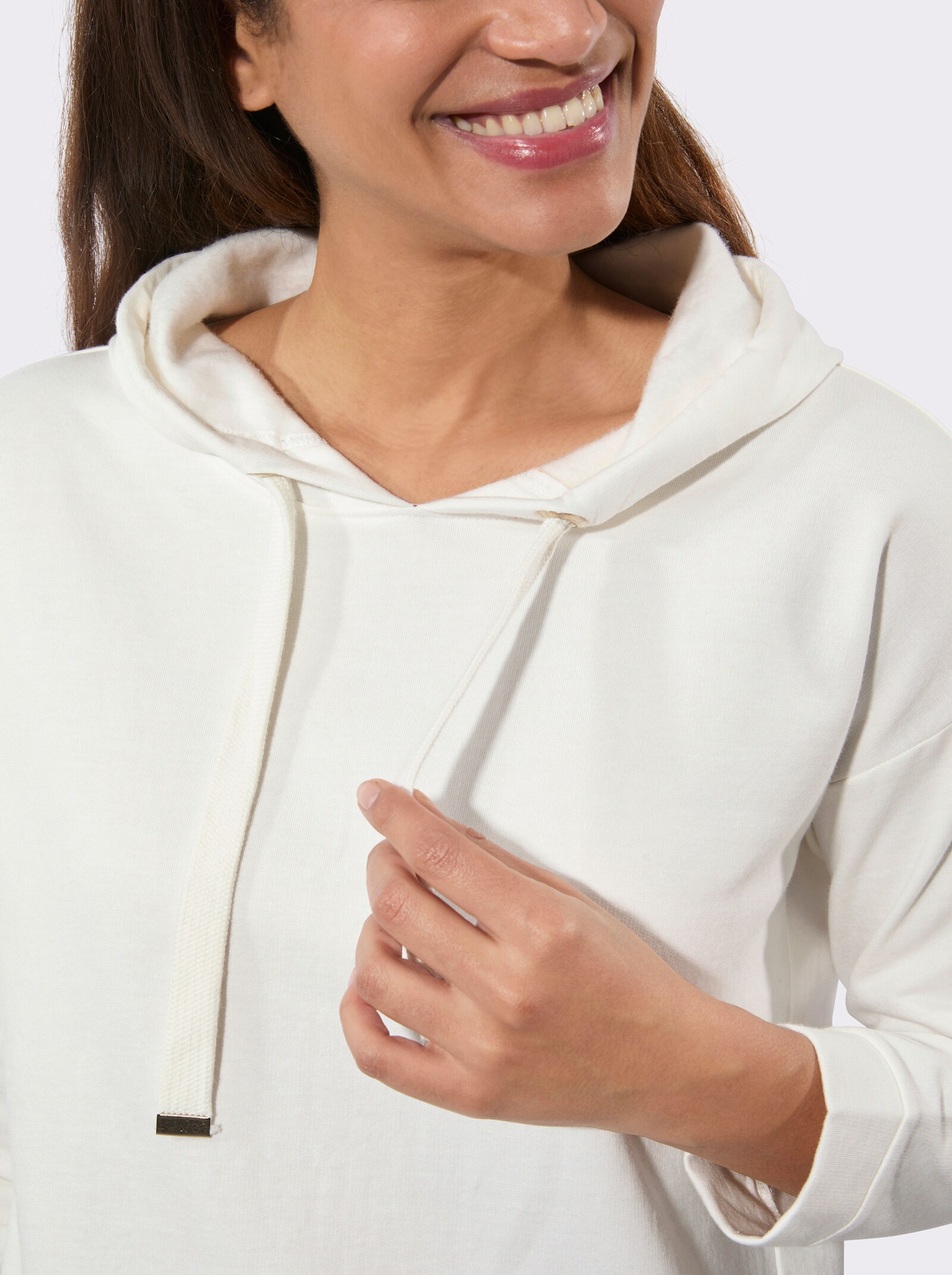 Sweatshirt mit Kapuze - ecru