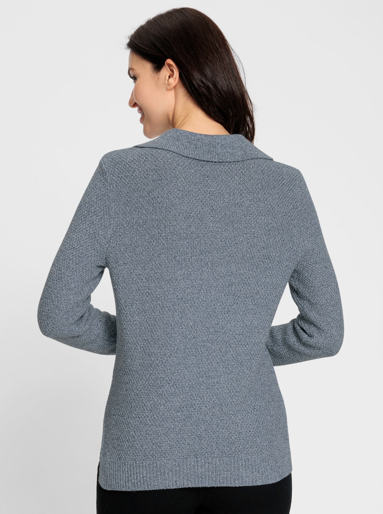 Polopullover in Melange-Qualität - rauchblau-meliert