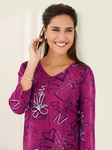 Shirt met 3/4-mouw - fuchsia