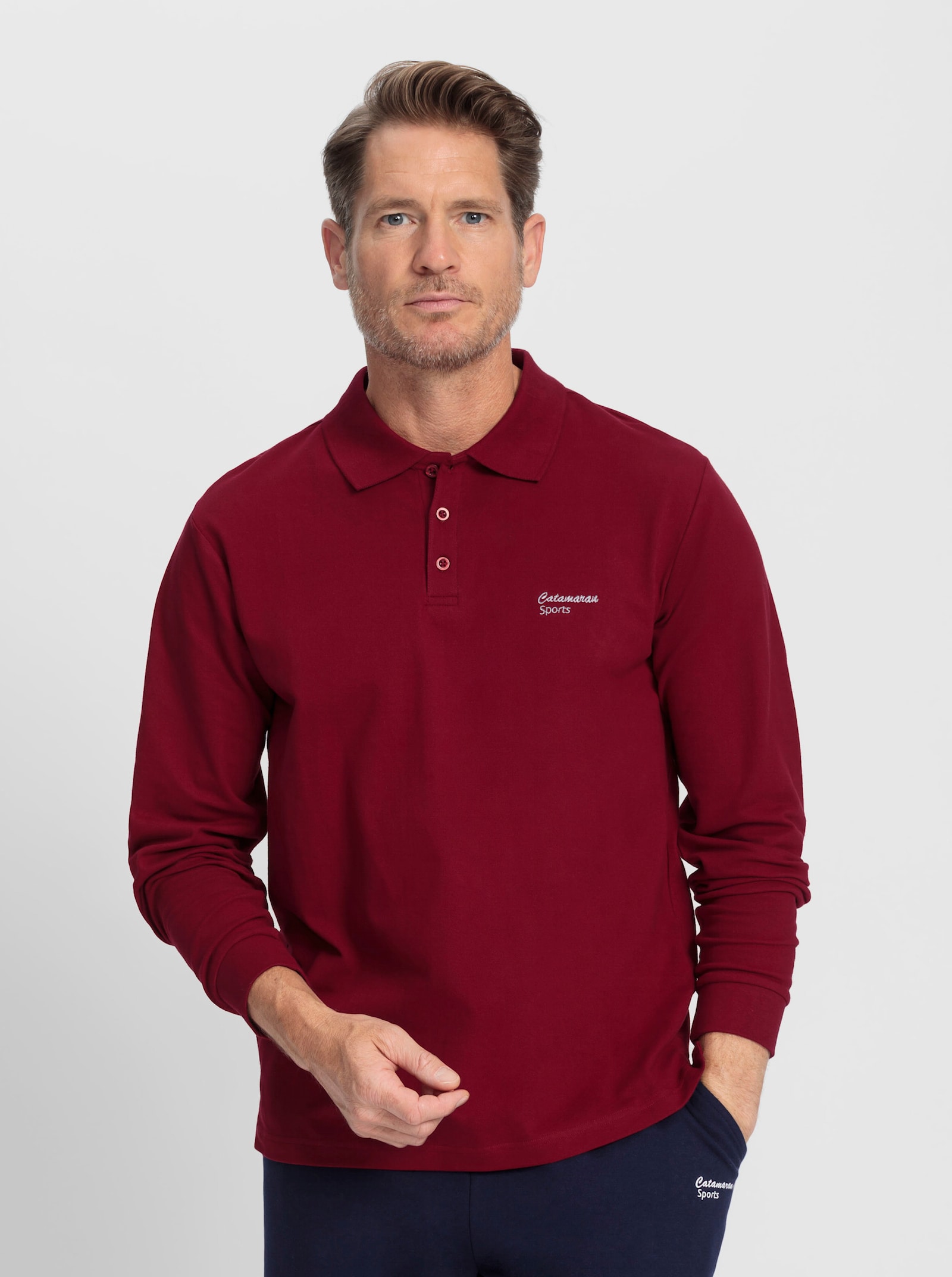 Catamaran Sports Freizeitshirt in atmungsaktiver Pikee-Qualität - dunkelrot