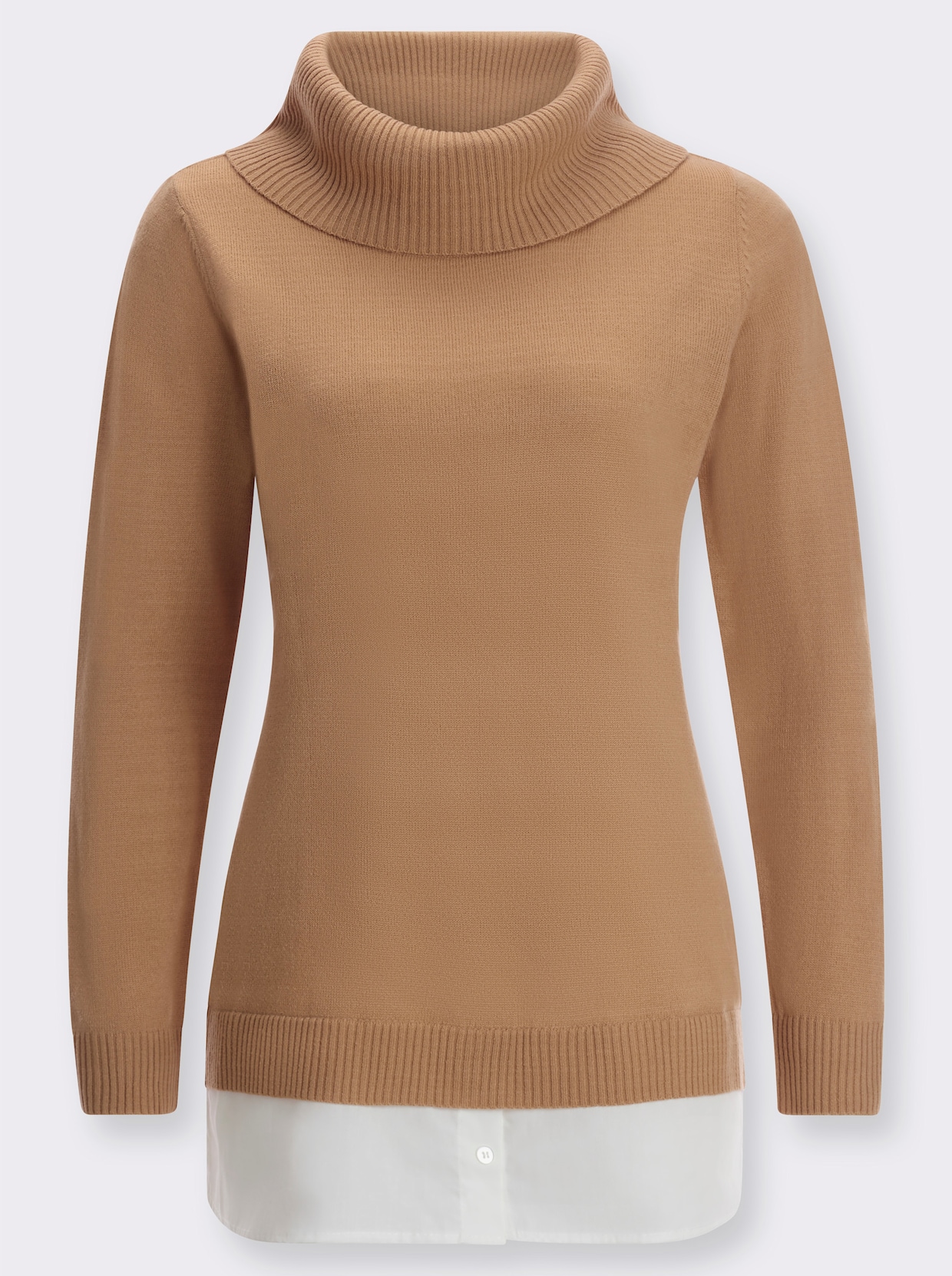 2-in-1-pullover - camel/wit