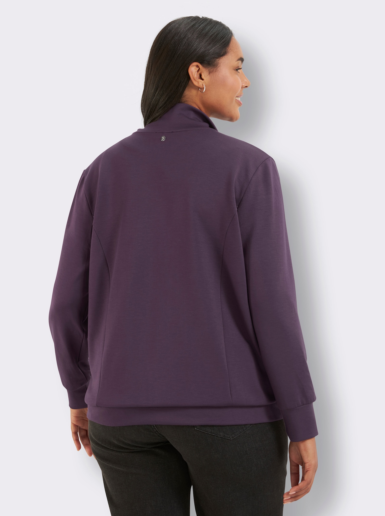 sheego Sweatjacke mit Satinborten - traube
