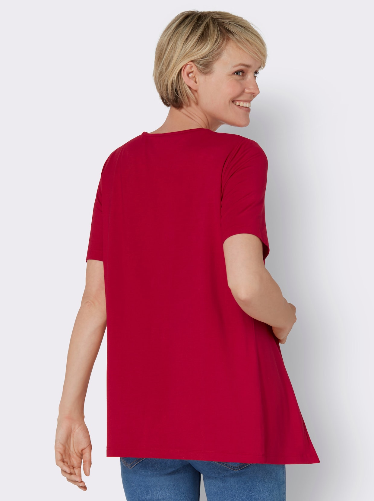 Shirt-Twinset - rot + rot-weiß-bedruckt