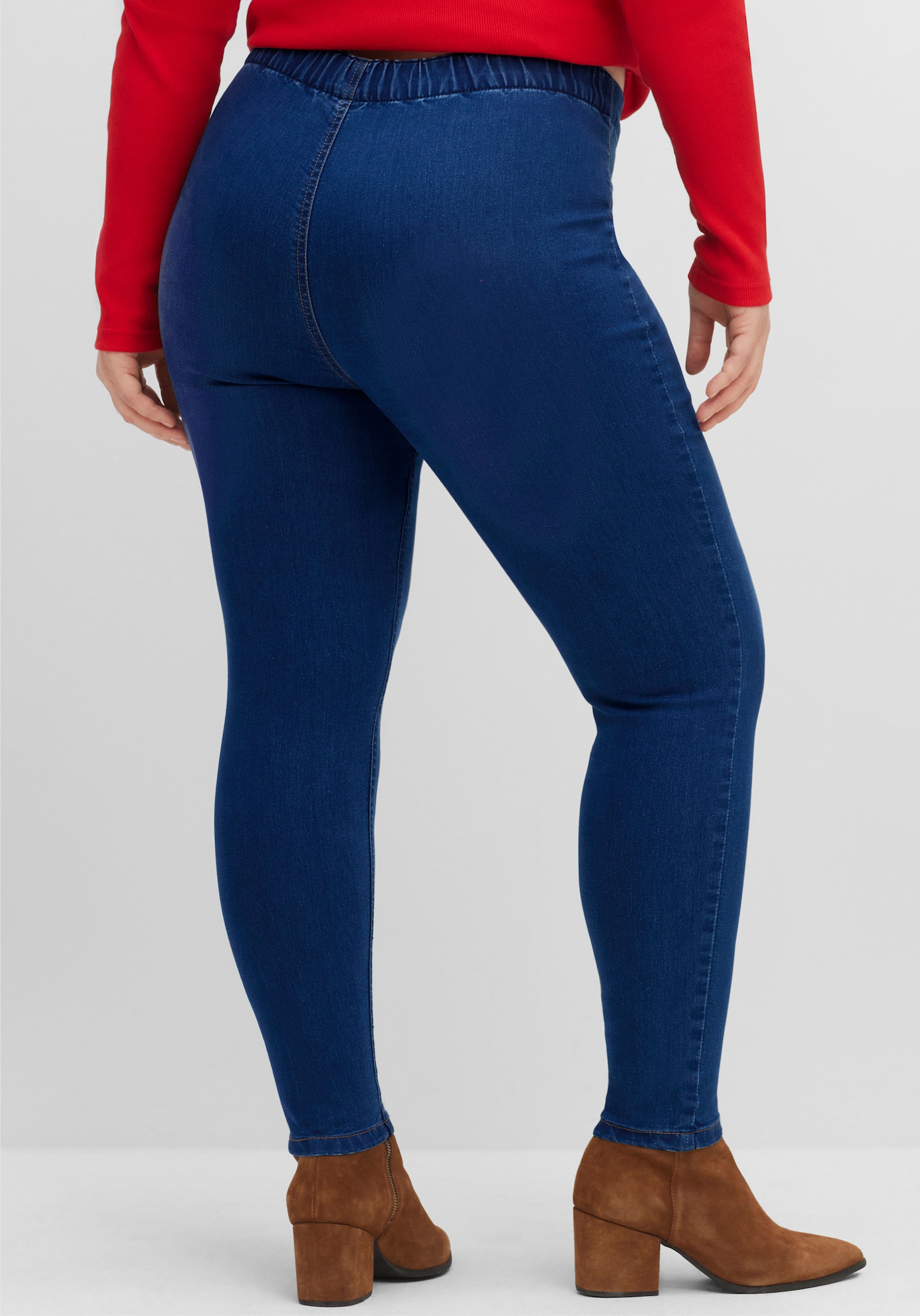 sheego Lot de 2 jeggings en jean - denim bleu + denim bleu foncé