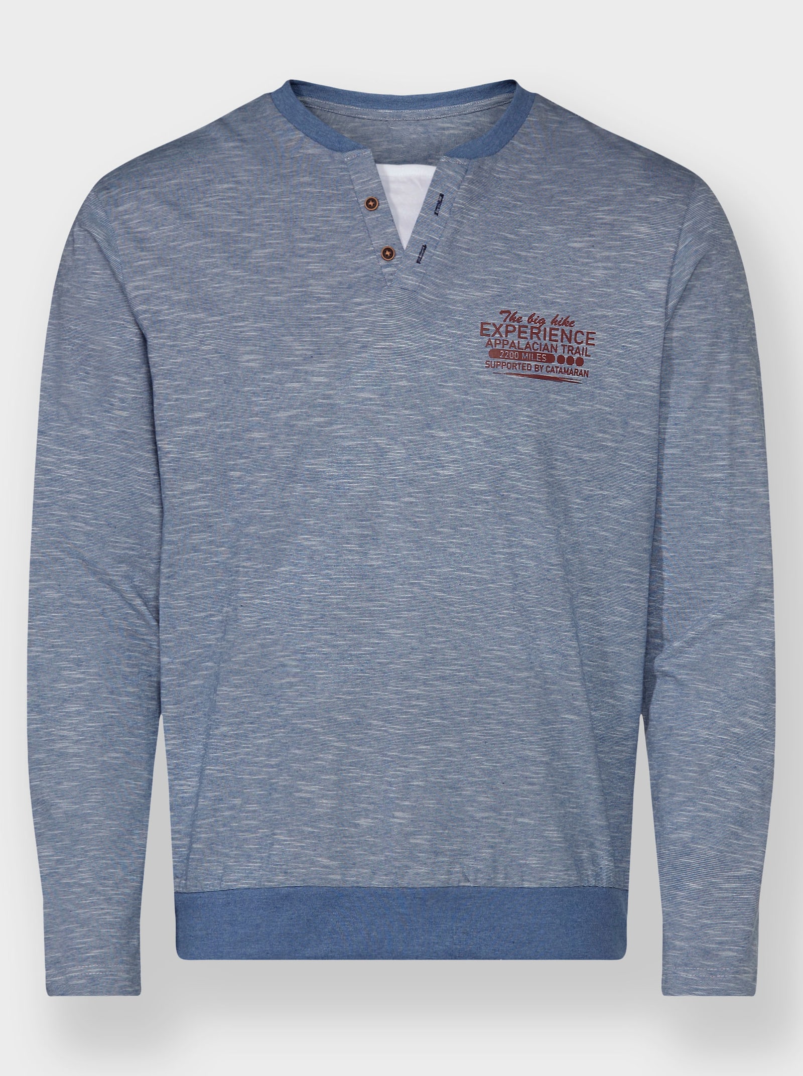 Catamaran Langarmshirt in 2-in-1-Optik - jeansblau-meliert