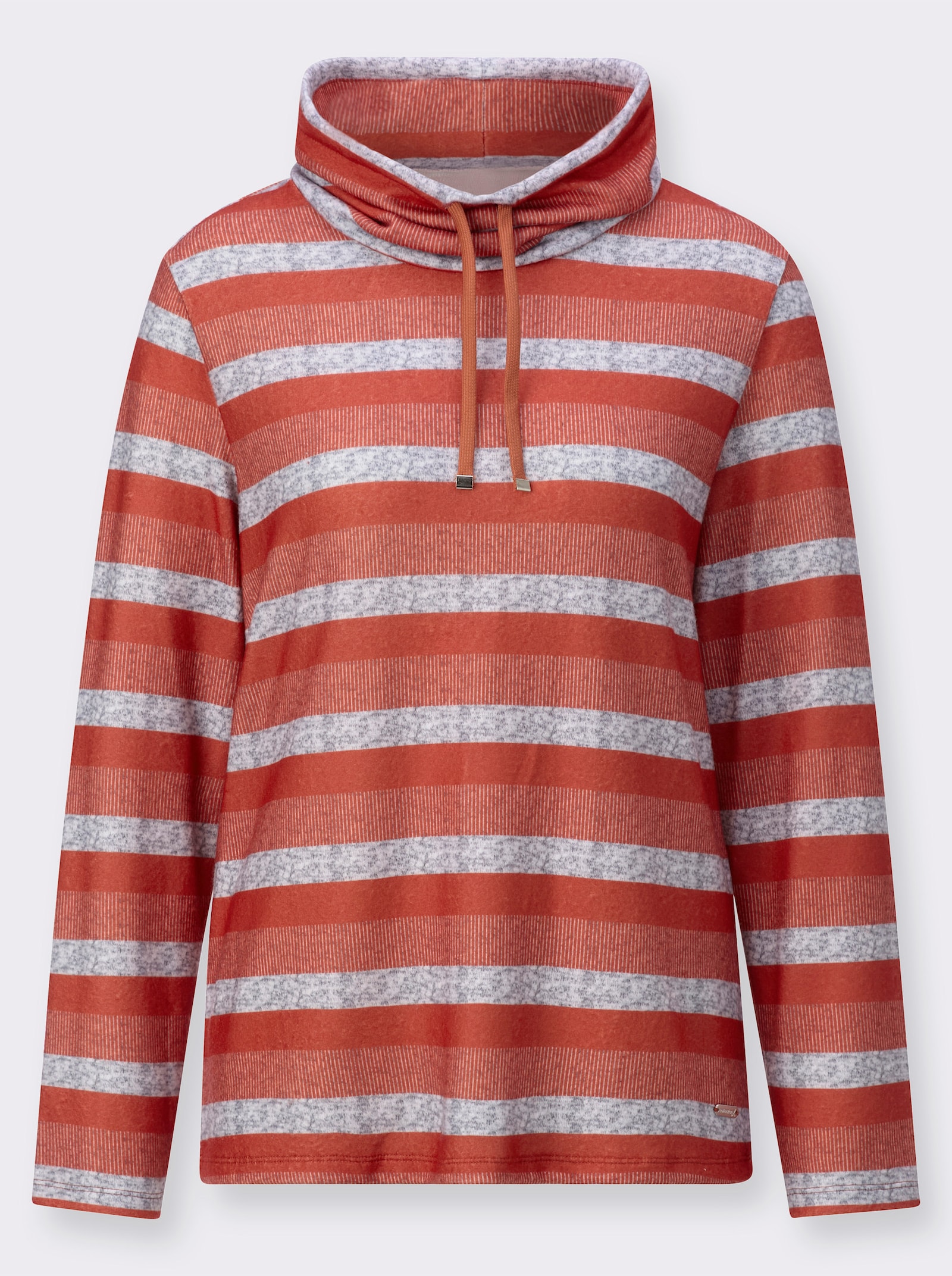 Shirt im Ringelmuster - rostrot-hellgrau-geringelt