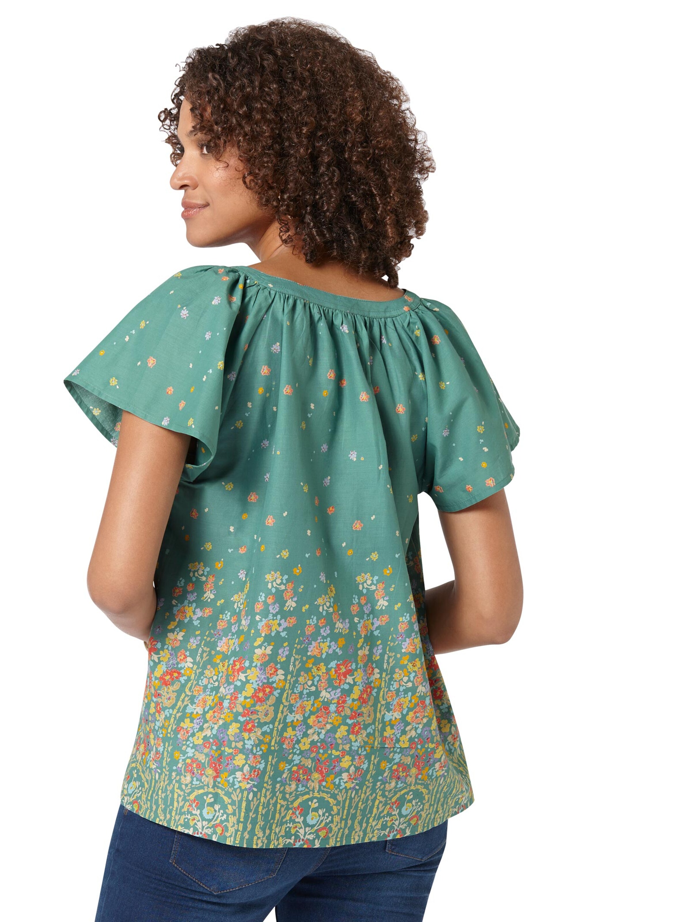 Bluse - grün-gemustert