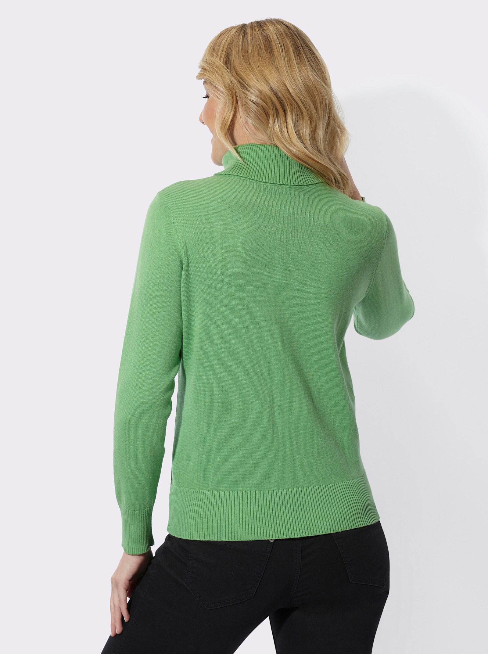Rollkragenpullover mit Rippbündchen - apfel