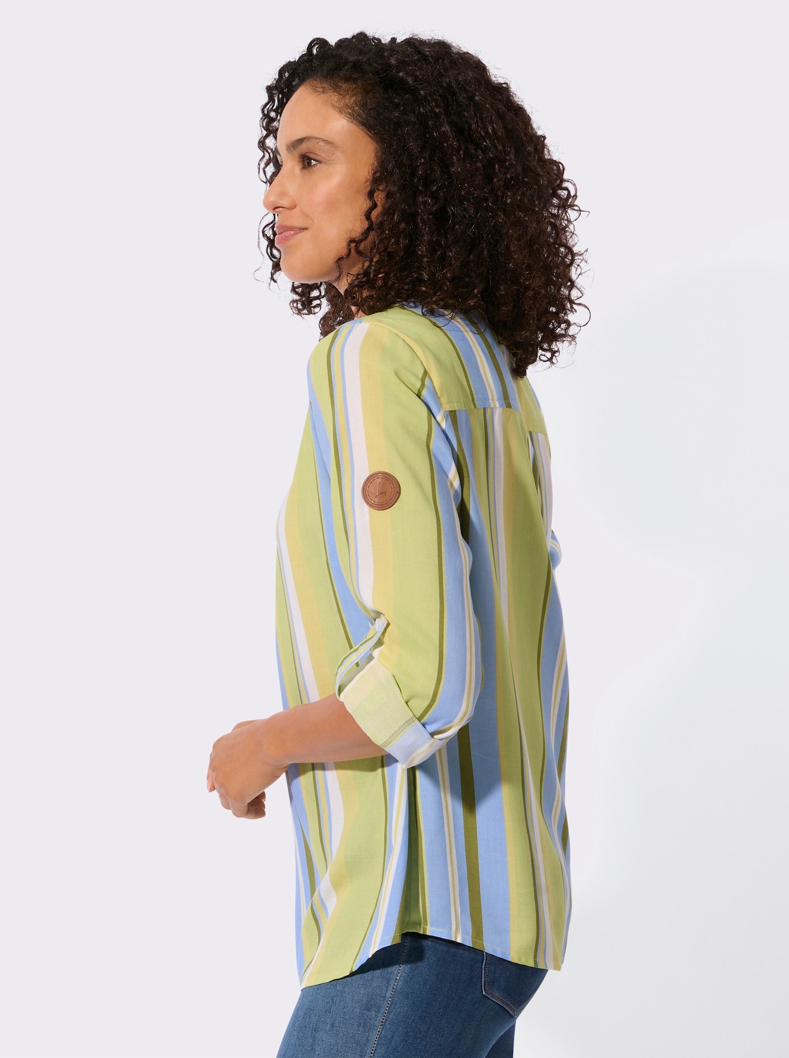 Schlupfbluse im Streifen-Dessin - pistazie-eisblau-gestreift