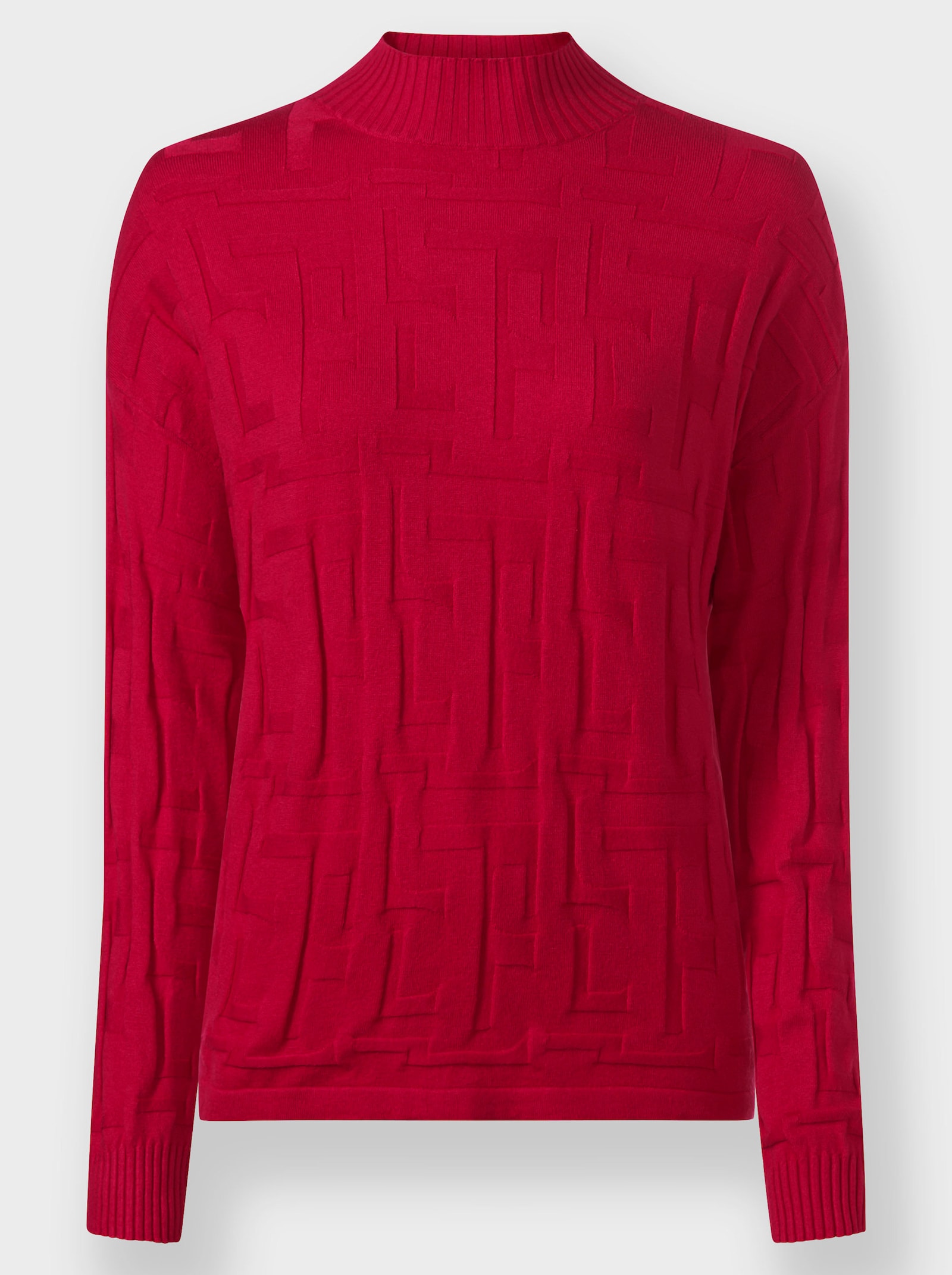 heine Jacquardpullover in 3-D-Optik gemustert - rot