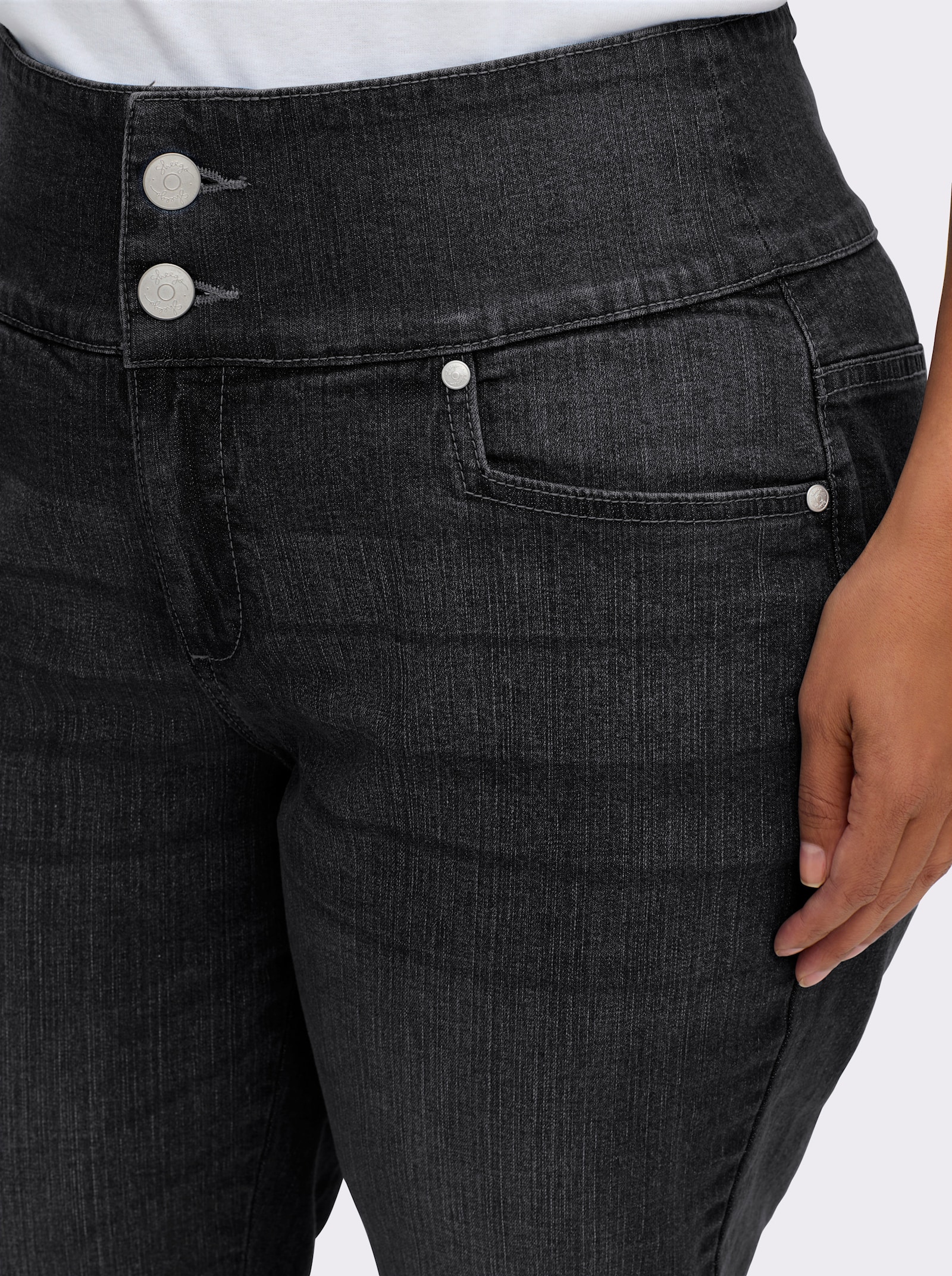 sheego High-waist-Jeans mit schmalem Bein - black denim