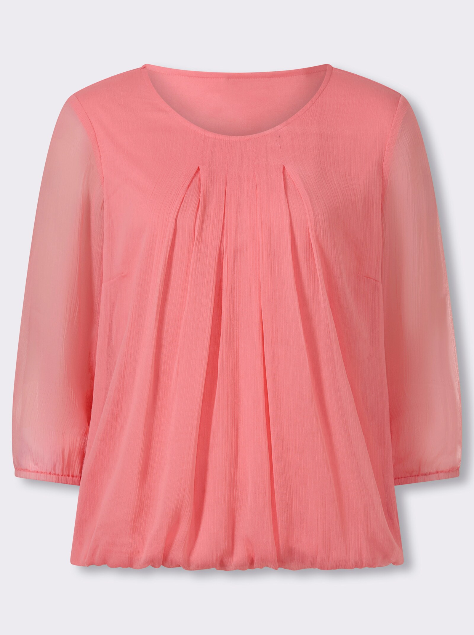 Chiffonbluse mit elastischen Abschlüssen - flamingo