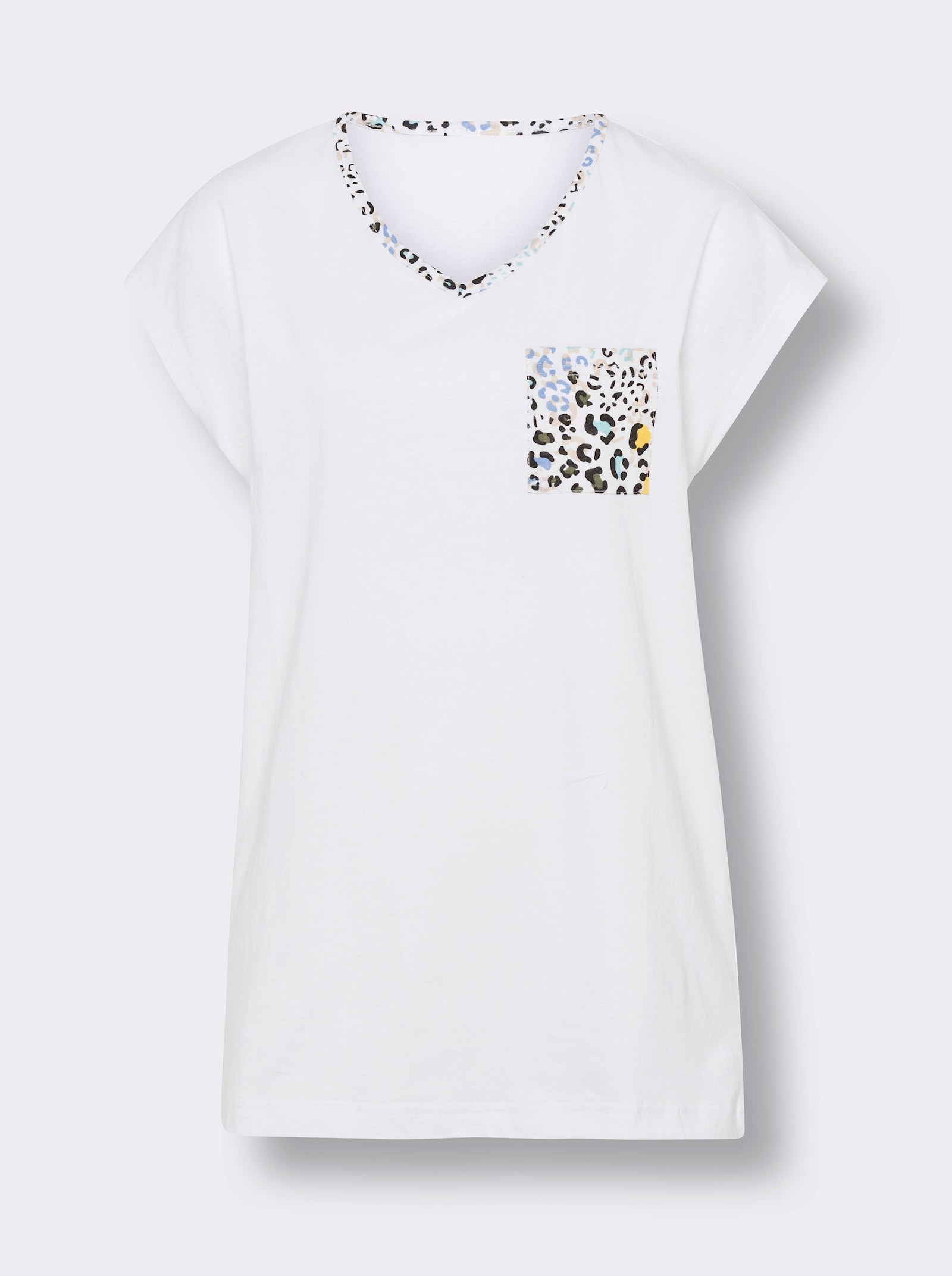 Capri-pyjama met borstzak - wit geprint