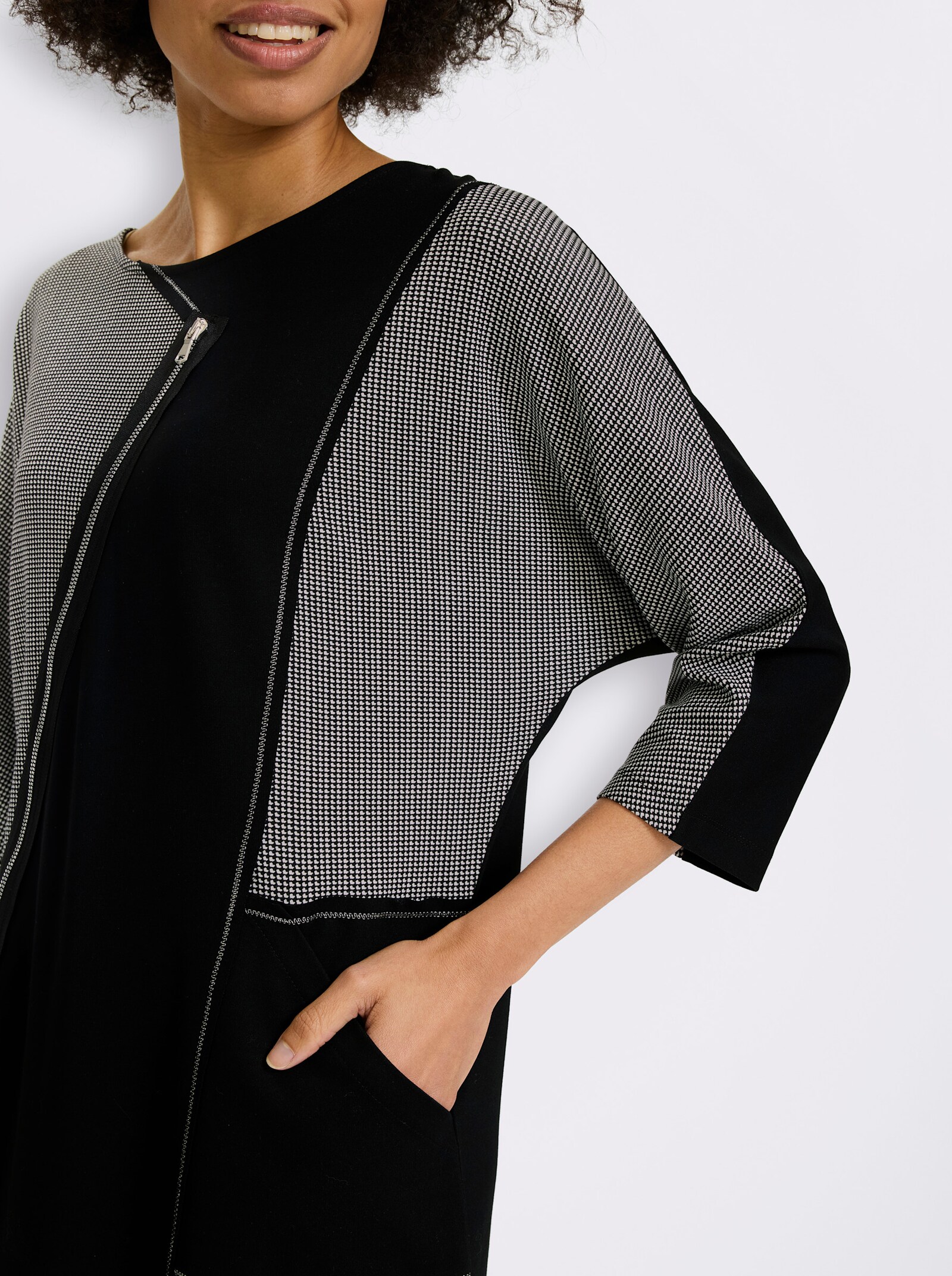 heine Webkleid mit Patch-Elementen - schwarz