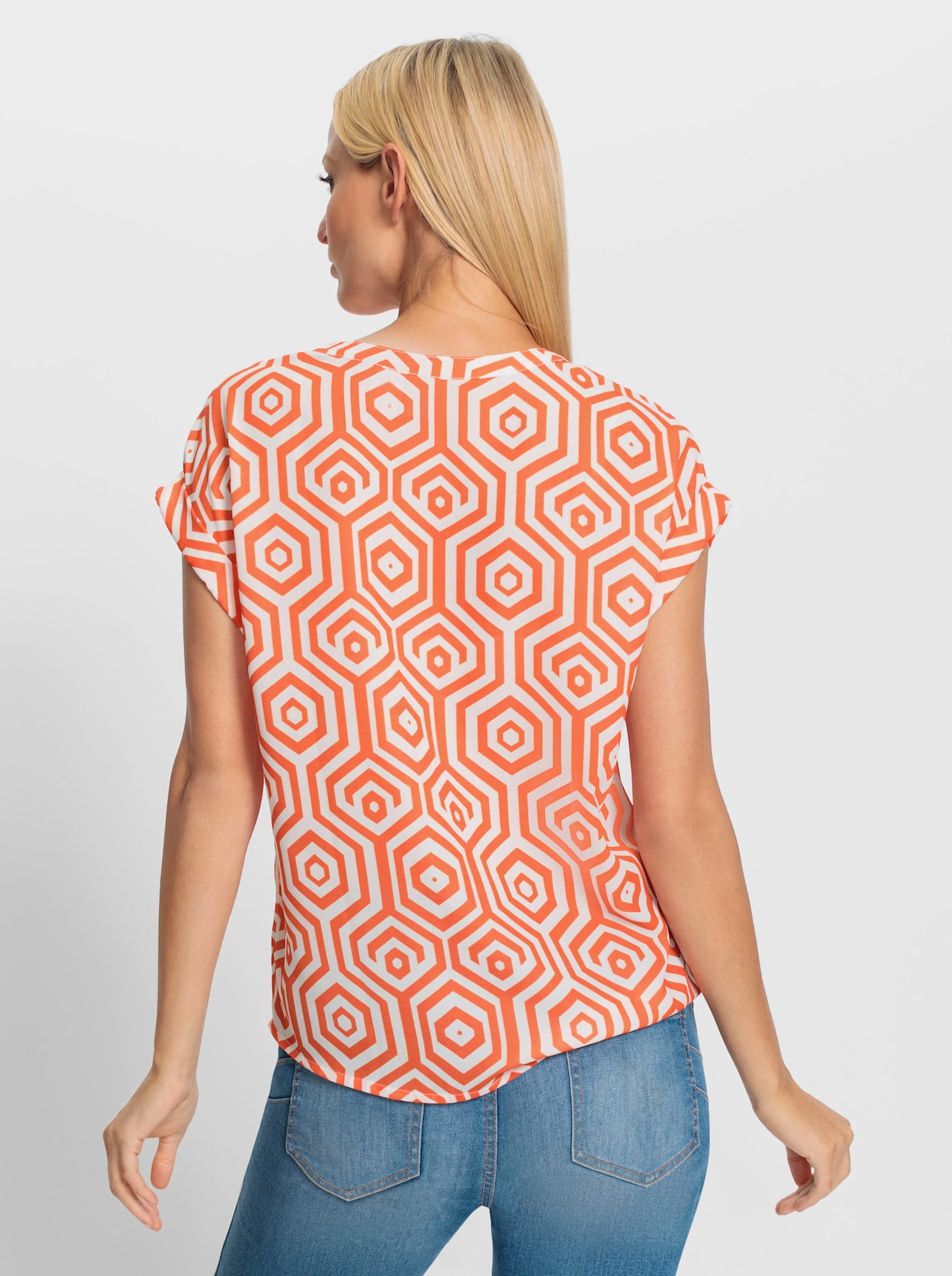 heine Chemisier - orange-blanc imprimé