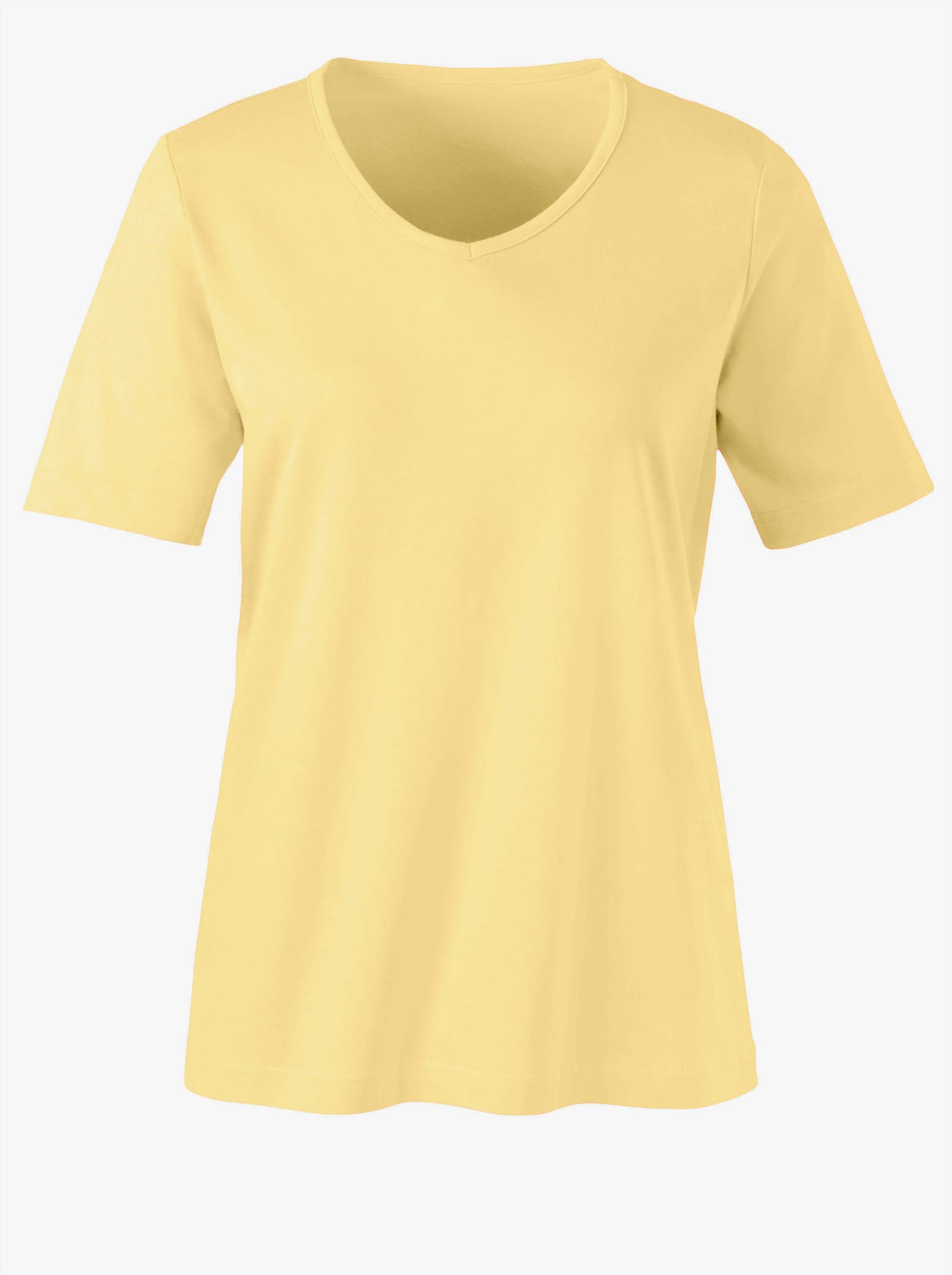 Shirt met korte mouwen en V-hals - vanillegeel