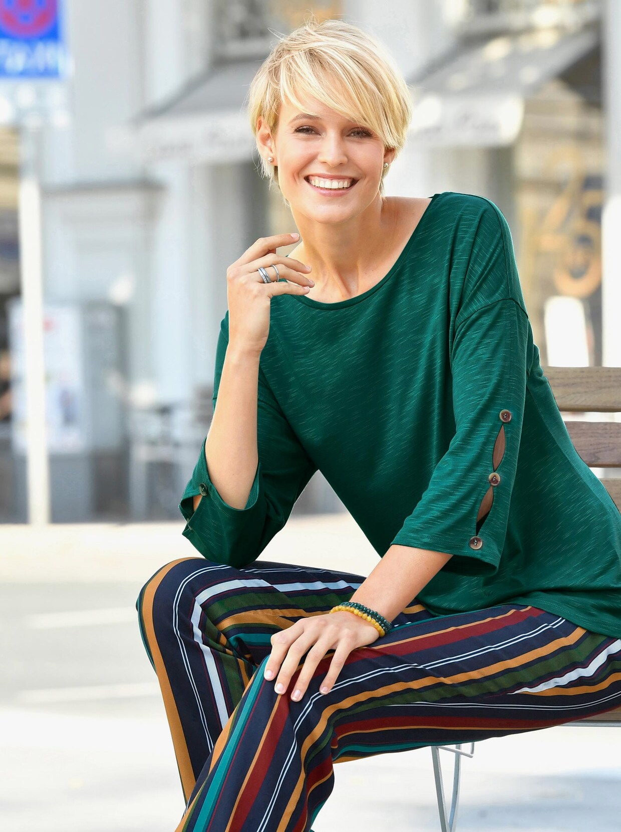 3/4-Arm-Shirt - dunkelgrün