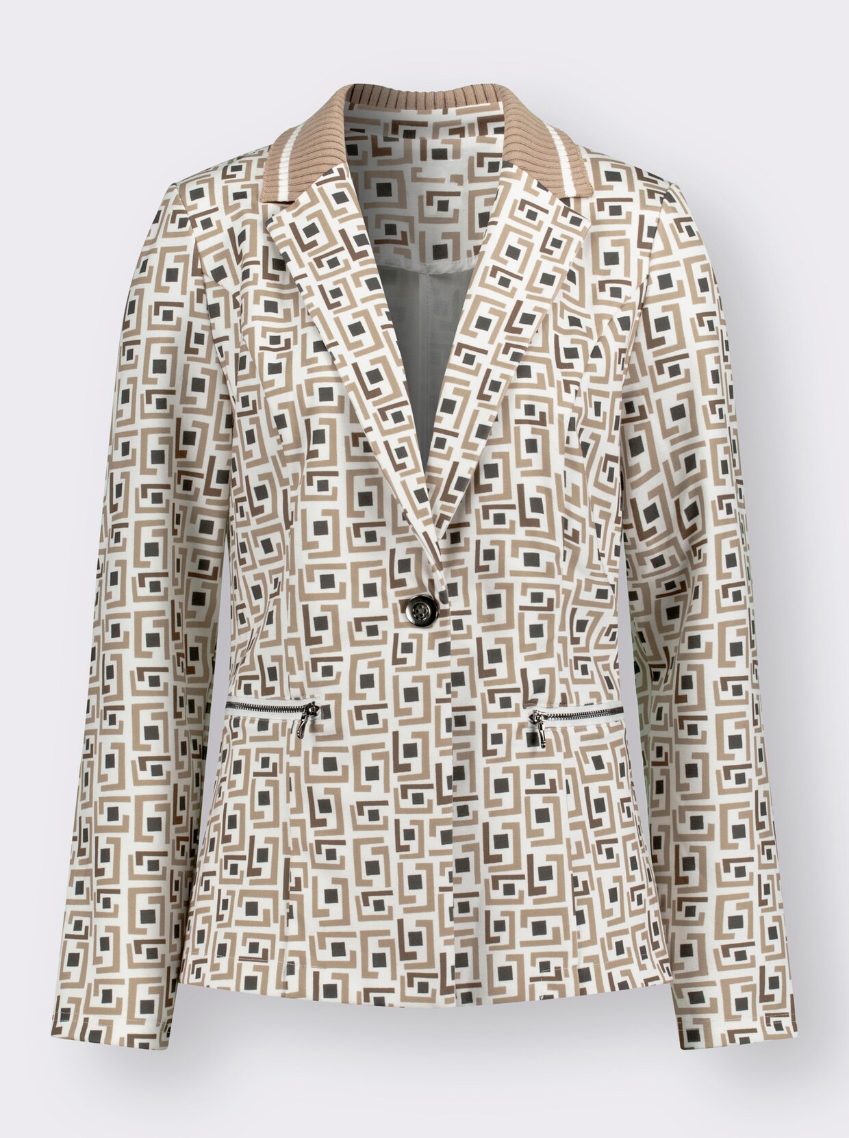 Jersey blazer - ecru/beige gedessineerd