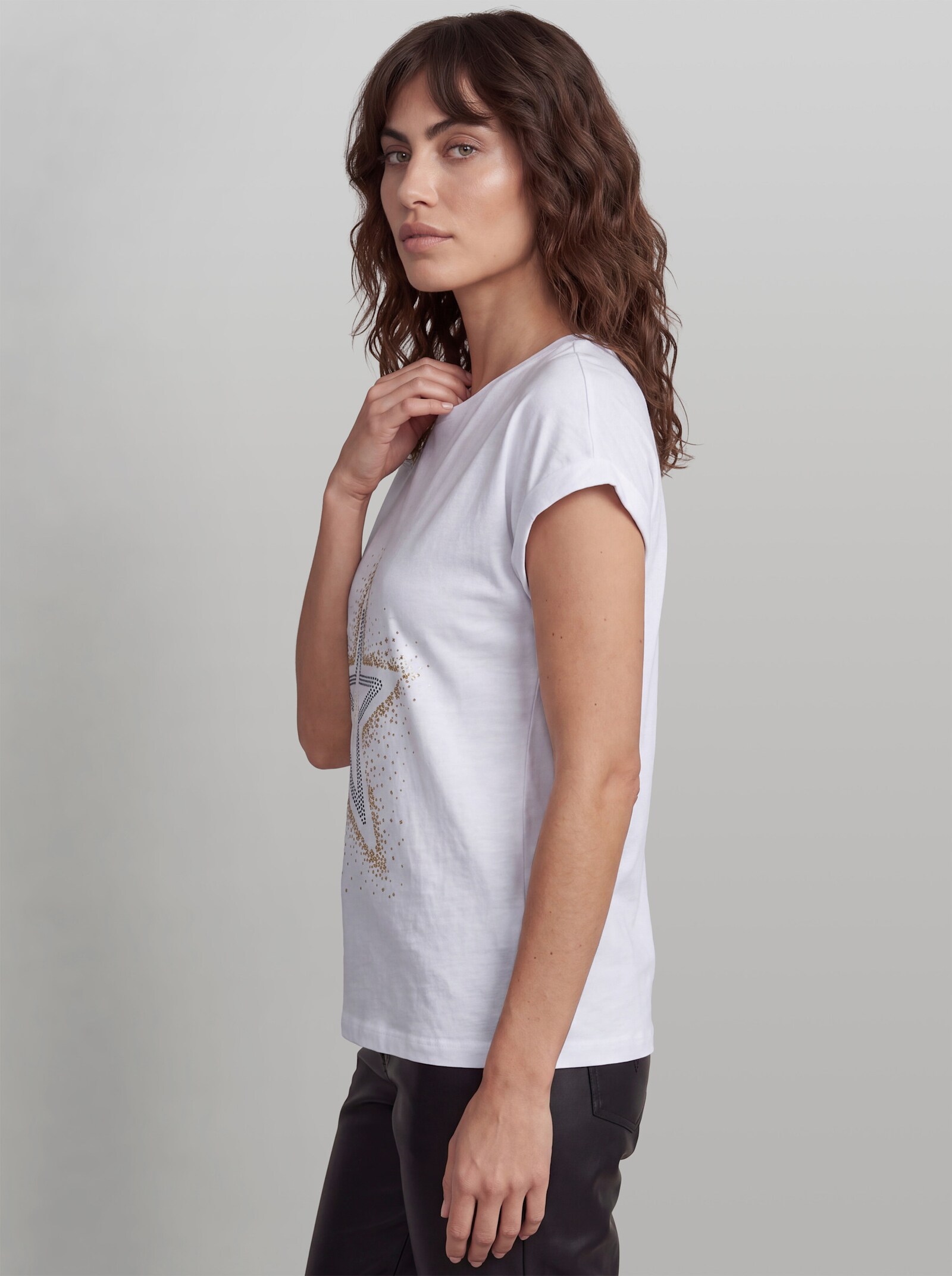 heine Kurzarmshirt mit Sternen-Print - weiß