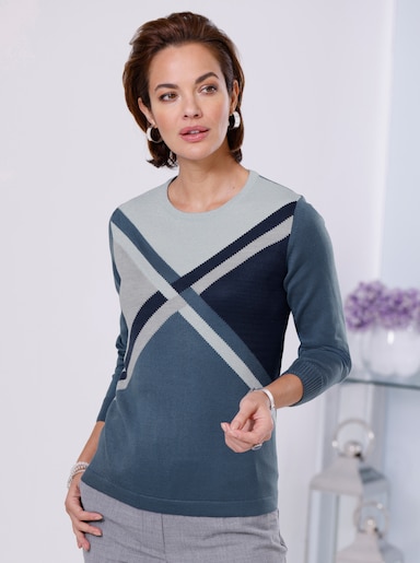 Pullover - rauchblau-hellblau-gemustert