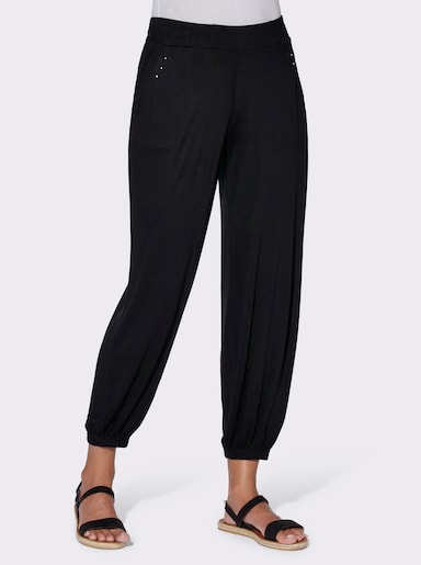 Jerseyhose mit elastischen Bündchen, Viskose - schwarz