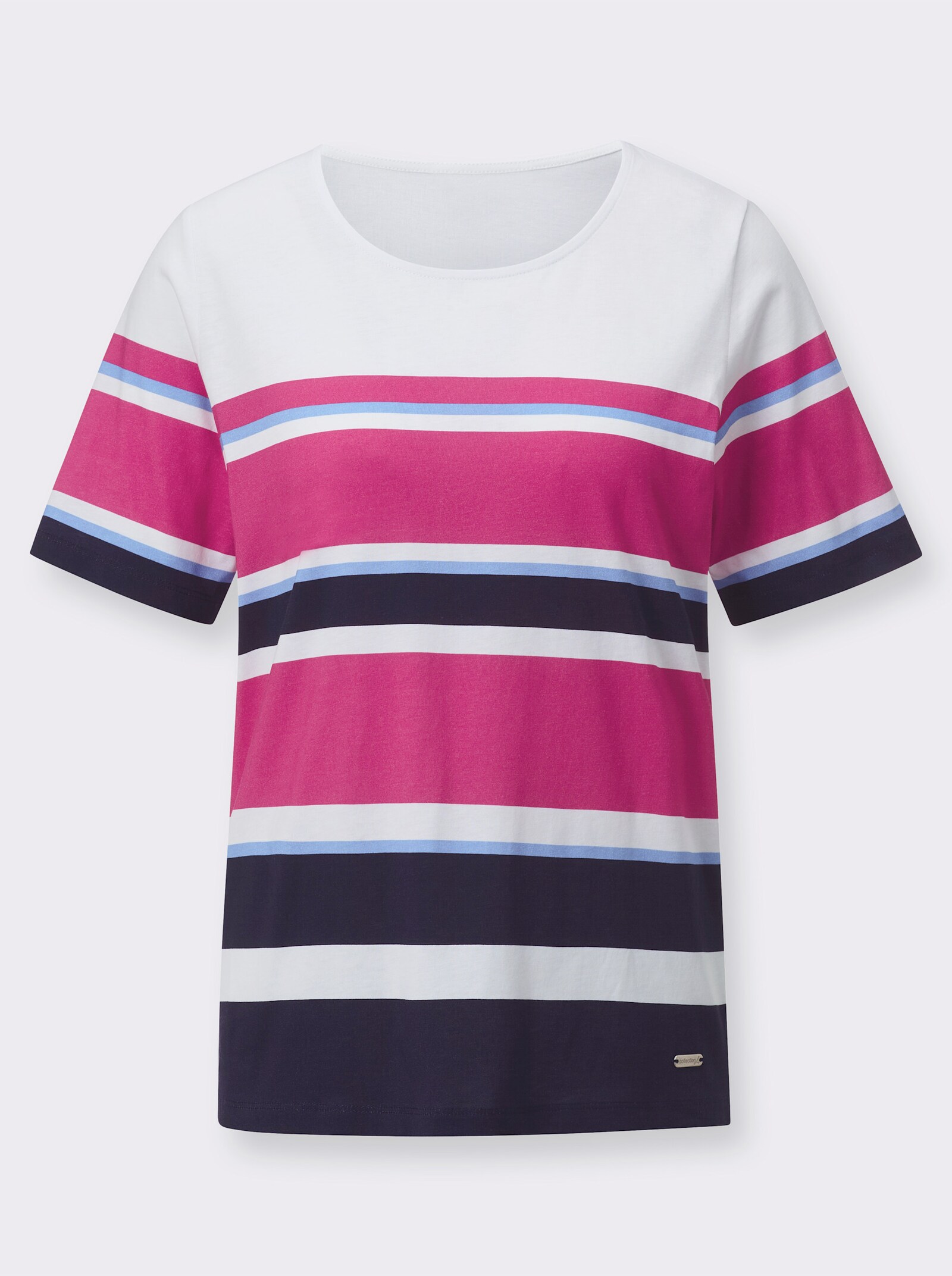 Ringelshirt aus reiner Baumwolle - marine-fuchsia-geringelt