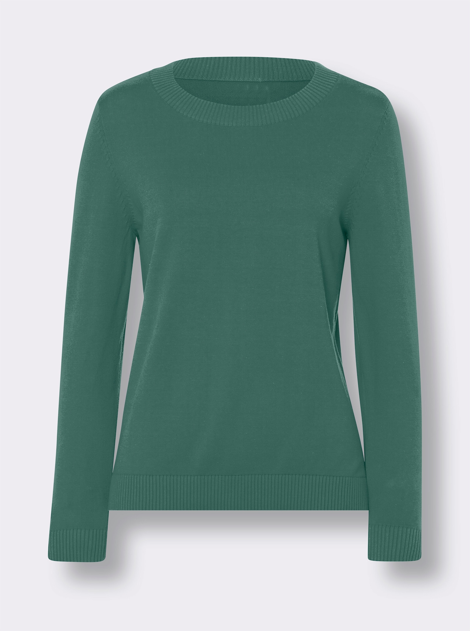 Langarm-Pullover aus reiner Baumwolle - jade