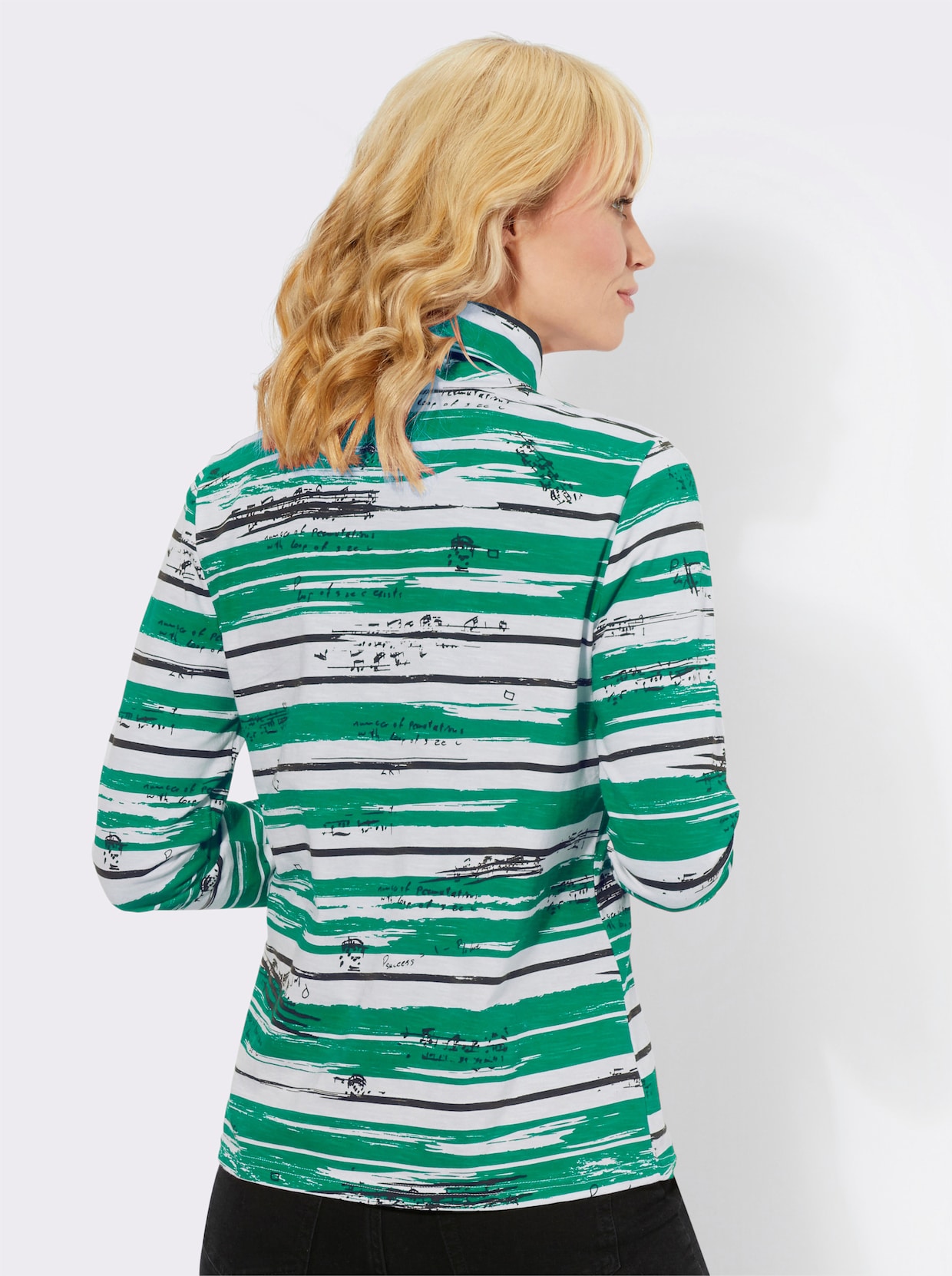 Langarmshirt - smaragd-marine-bedruckt