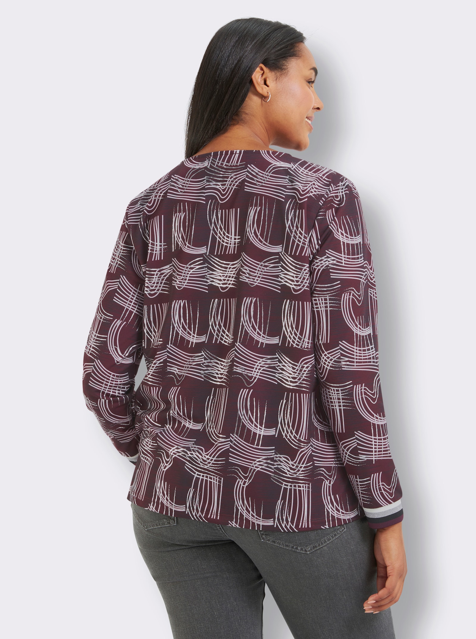 Shirt - burgund-ecru-gemustert
