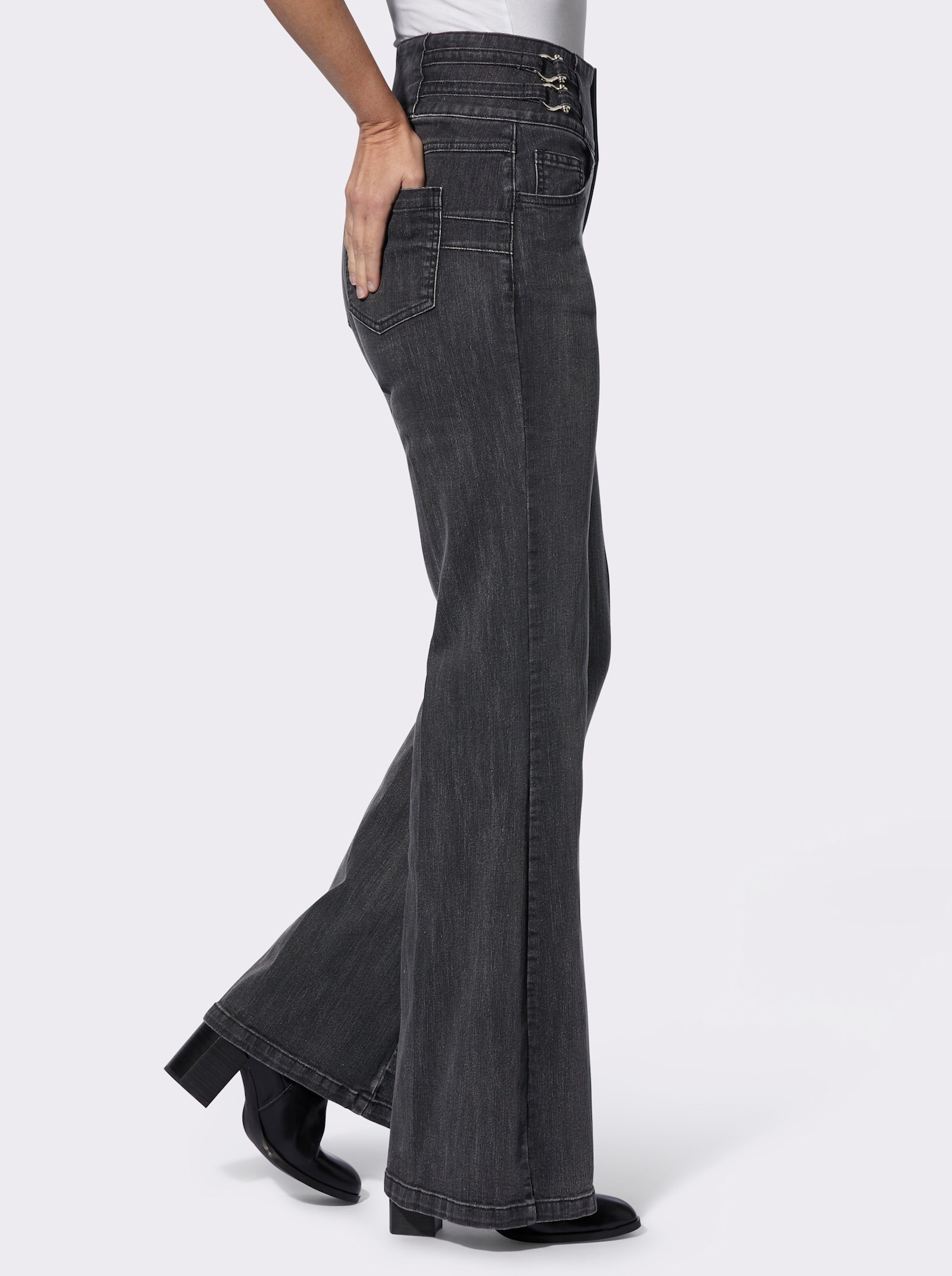 heine Bootcut jeans met brede band - grafiet denim