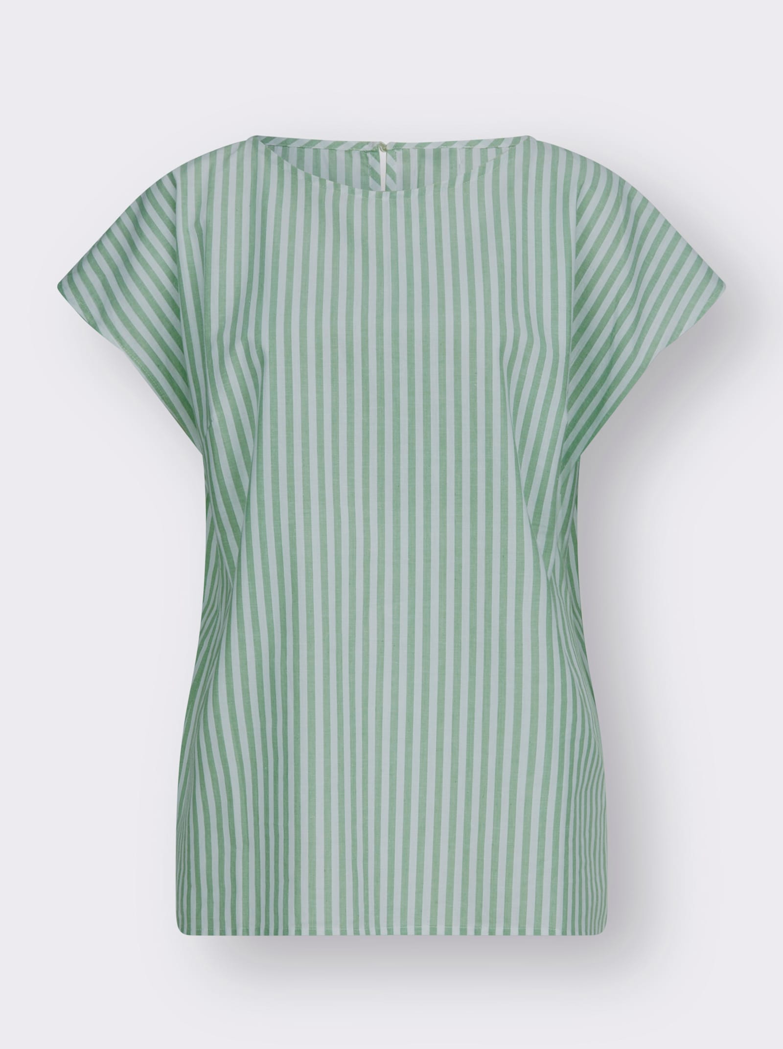 Baumwollbluse mit garngefärbten Streifen - eucalyptus-gestreift