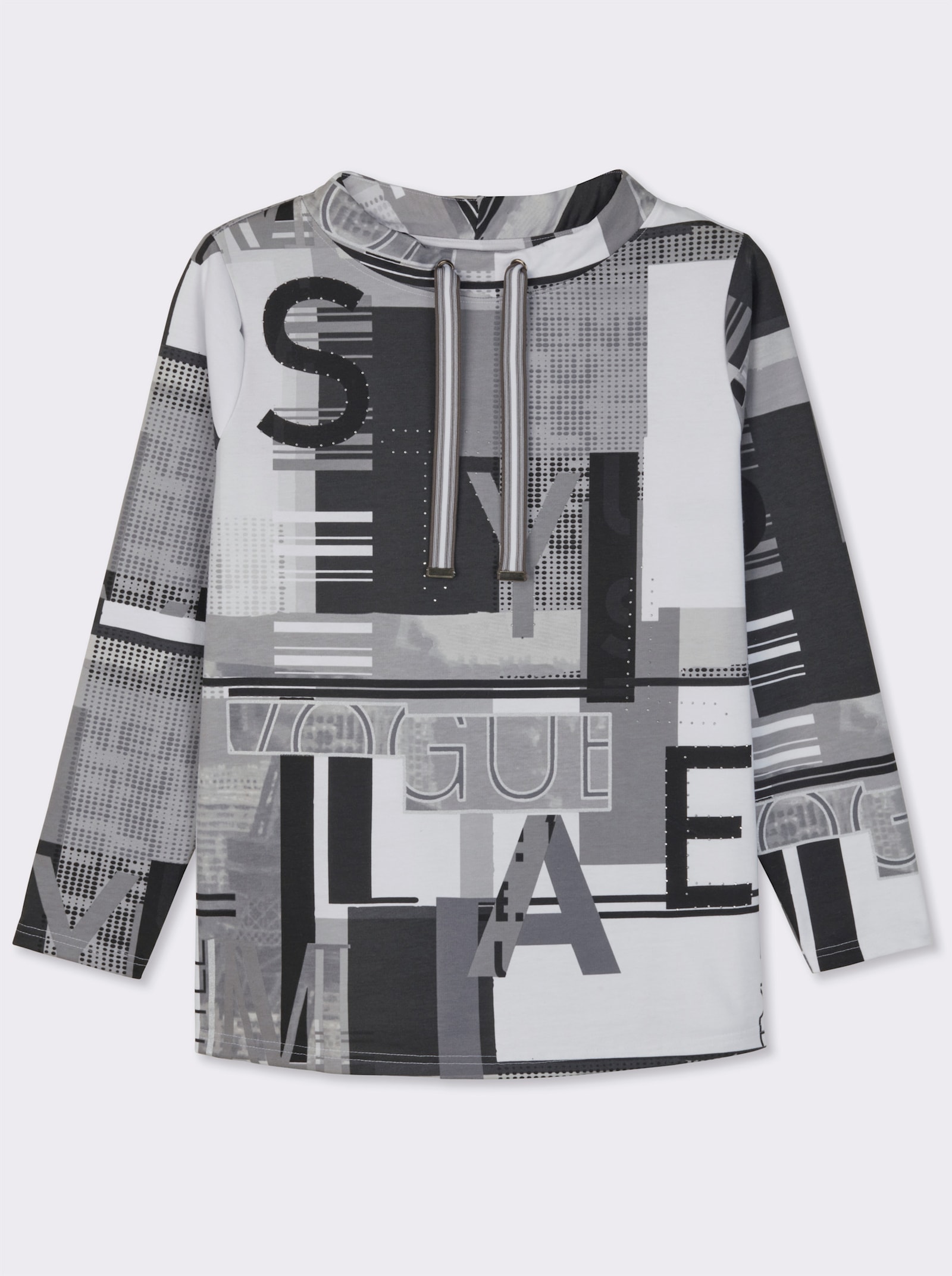 Sweatshirt mit Buchstaben-Print - schwarz-ecru