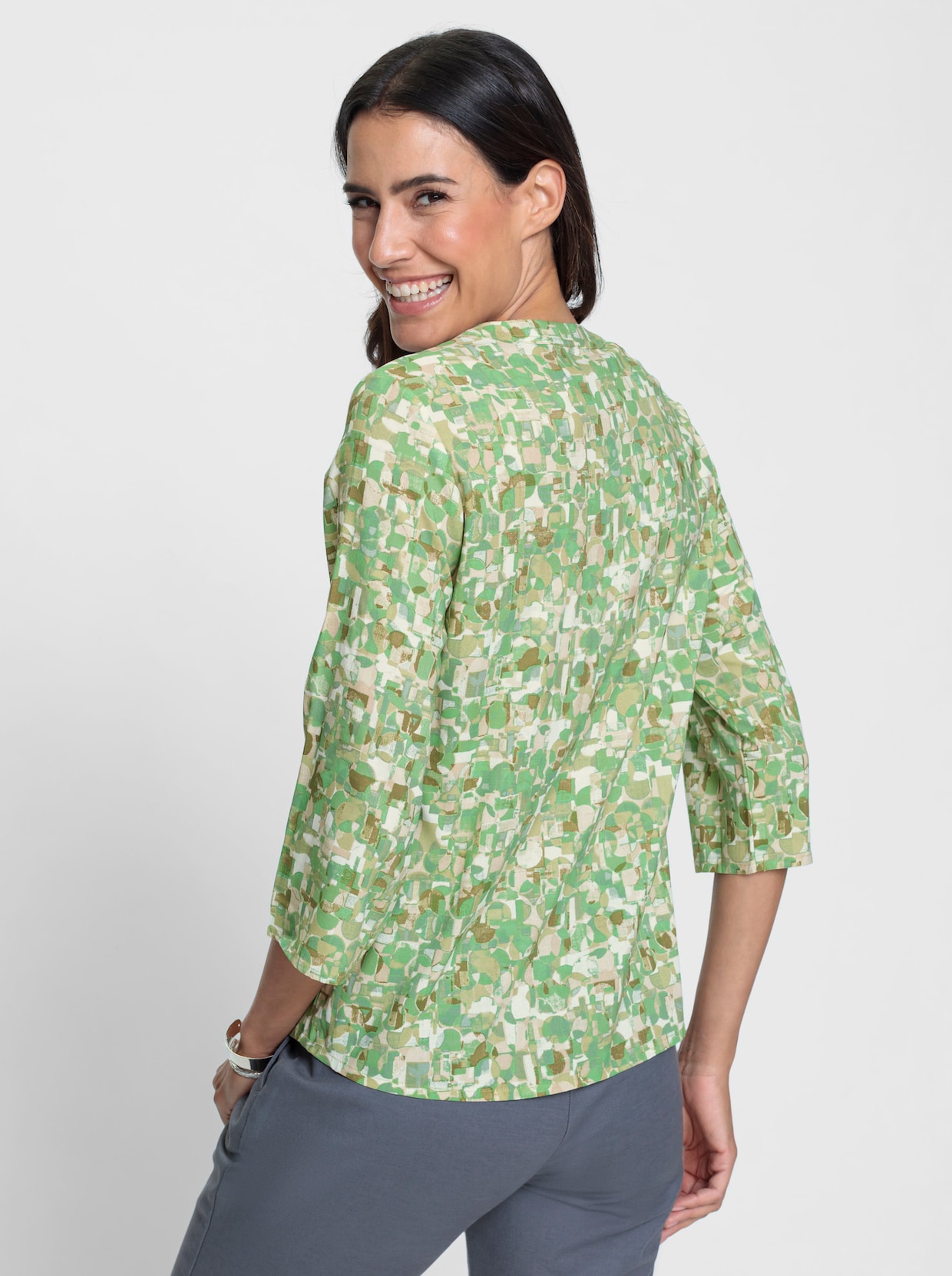 Blouse met print - beige/eucalyptus bedrukt