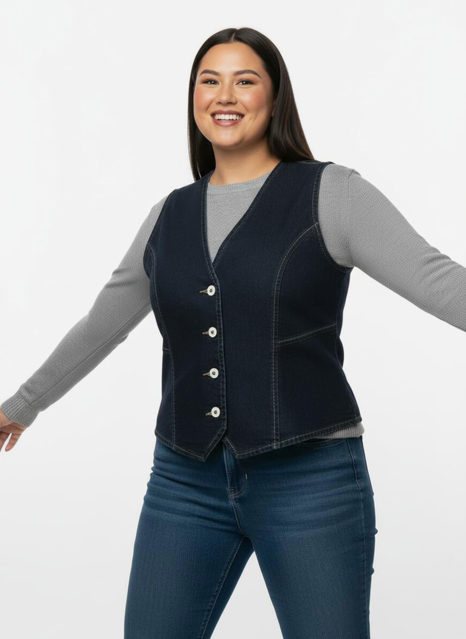 Jeansweste mit tailliertem Schnitt - dark blue