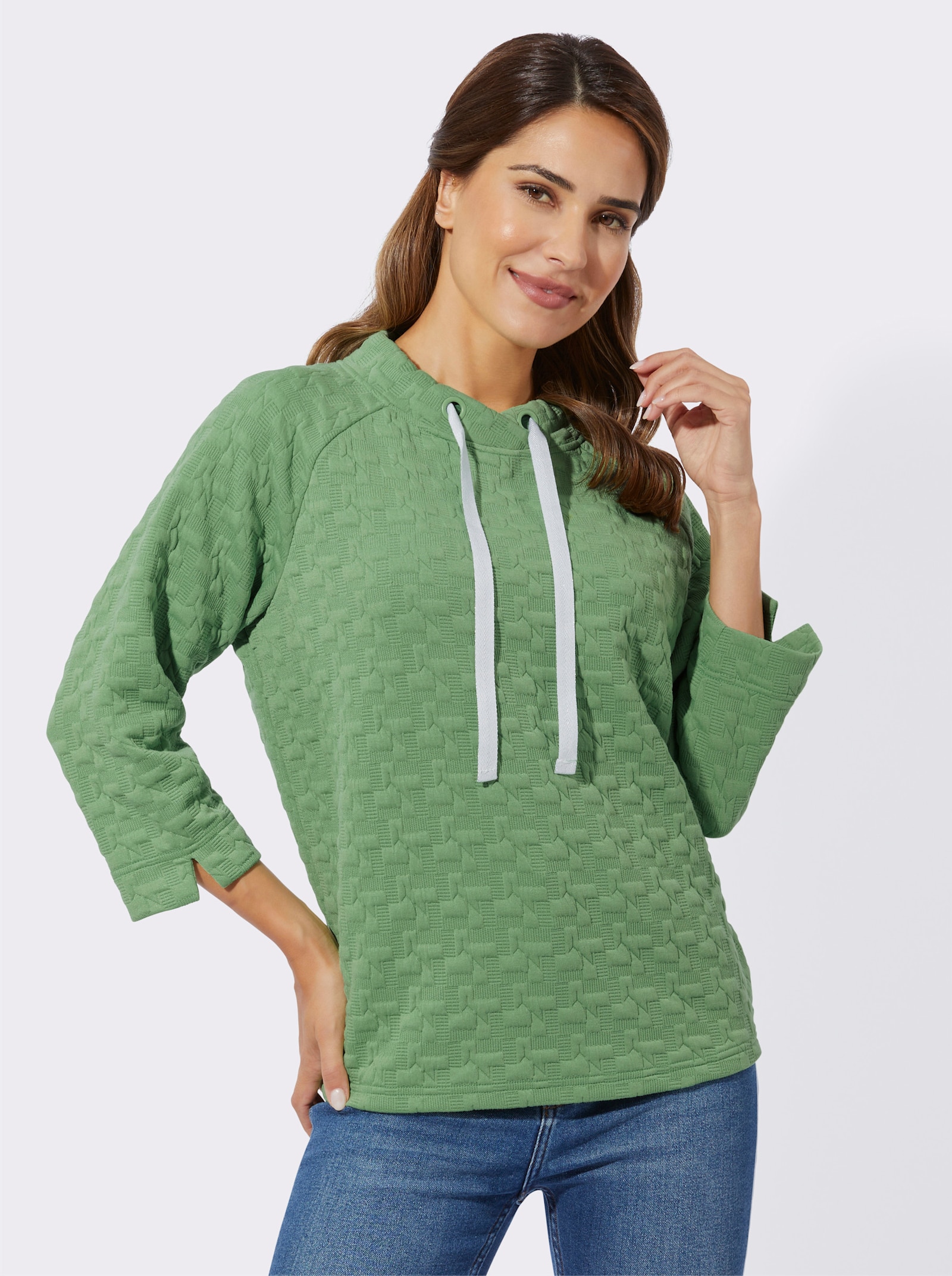Sweatshirt mit Jacquard-Struktur - apfel