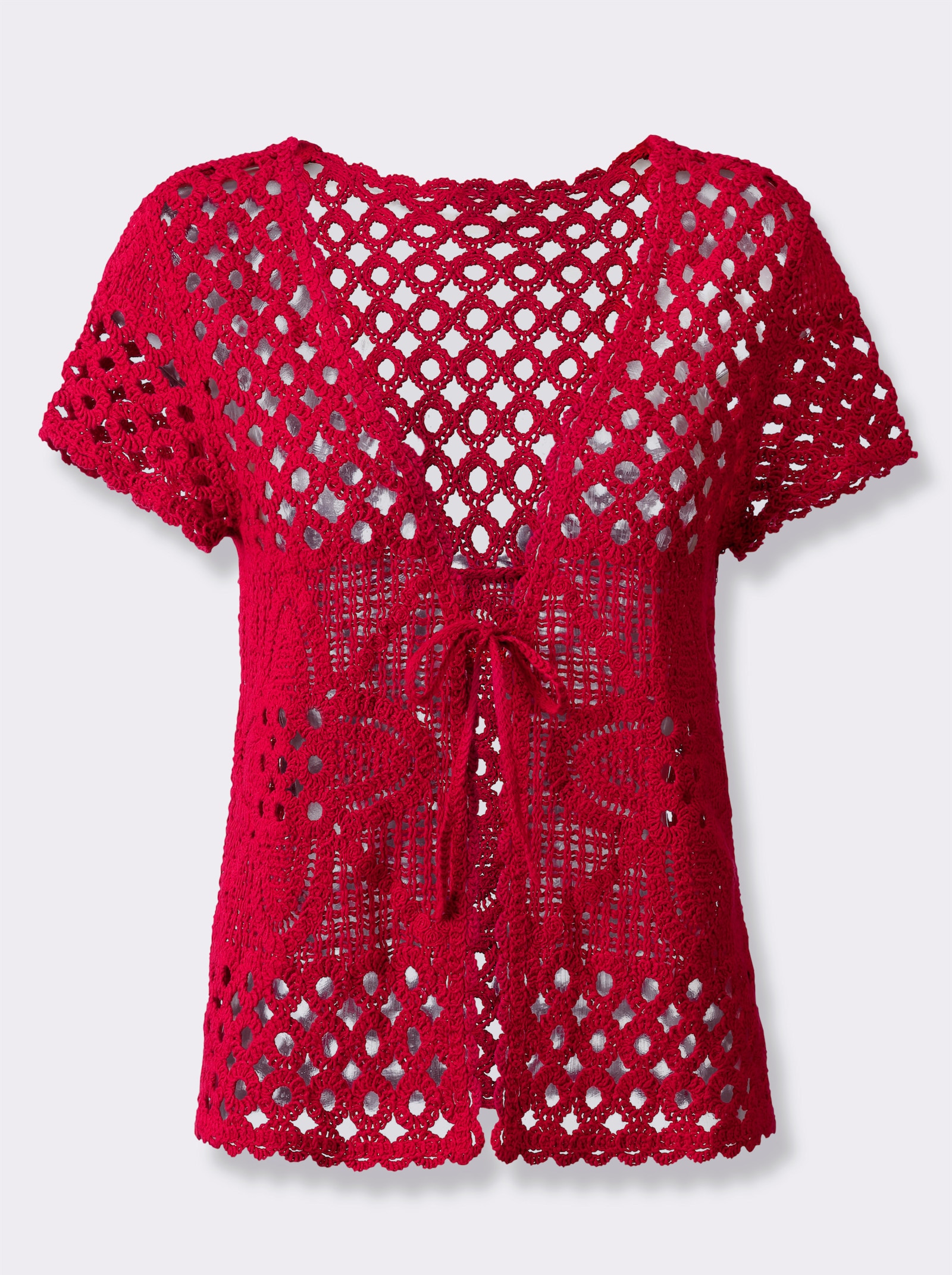 heine Strickweste in Häkel-Optik - rot