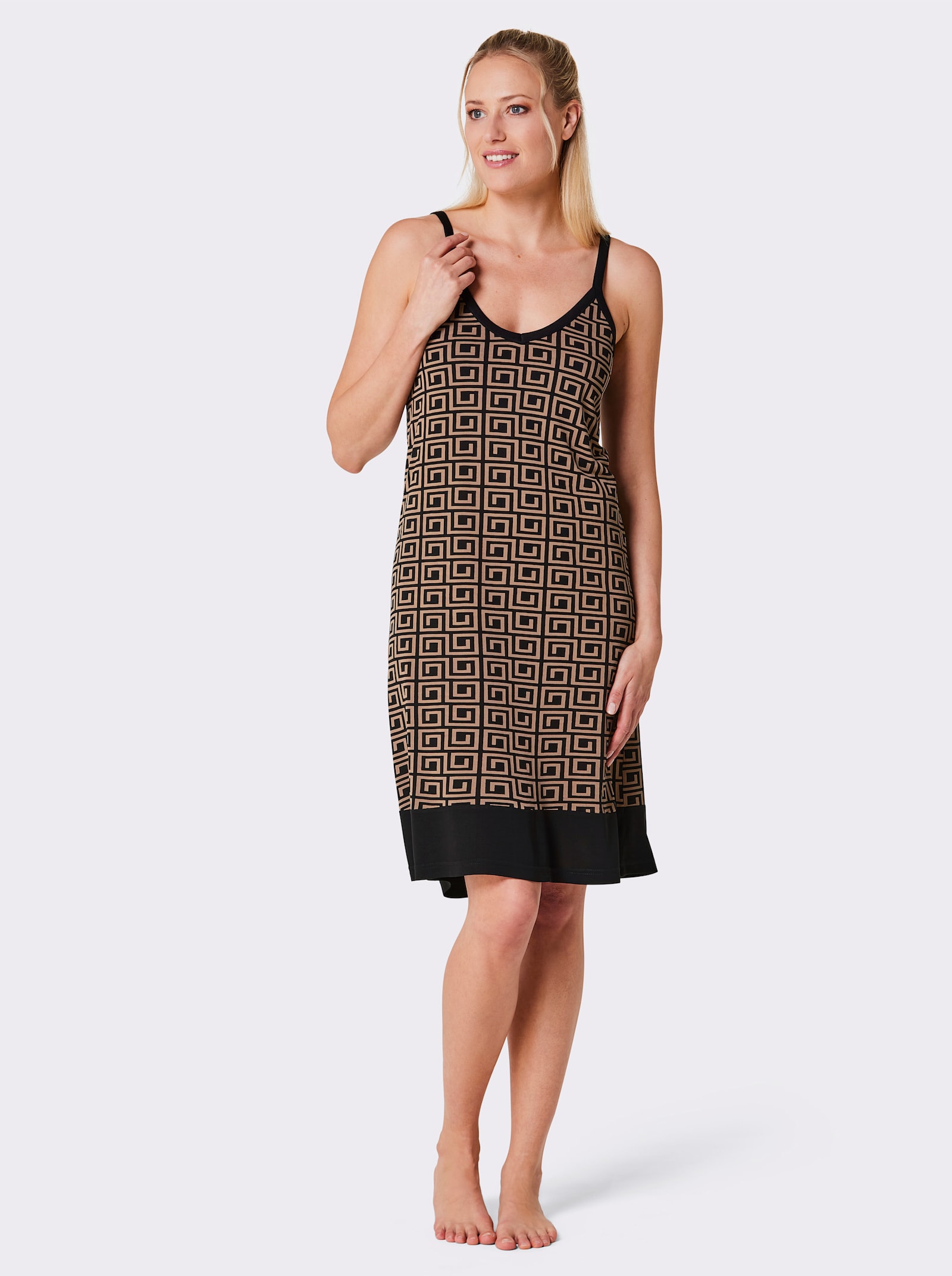 wäschepur Lot de 2 chemises de nuit - noir + noir imprimé