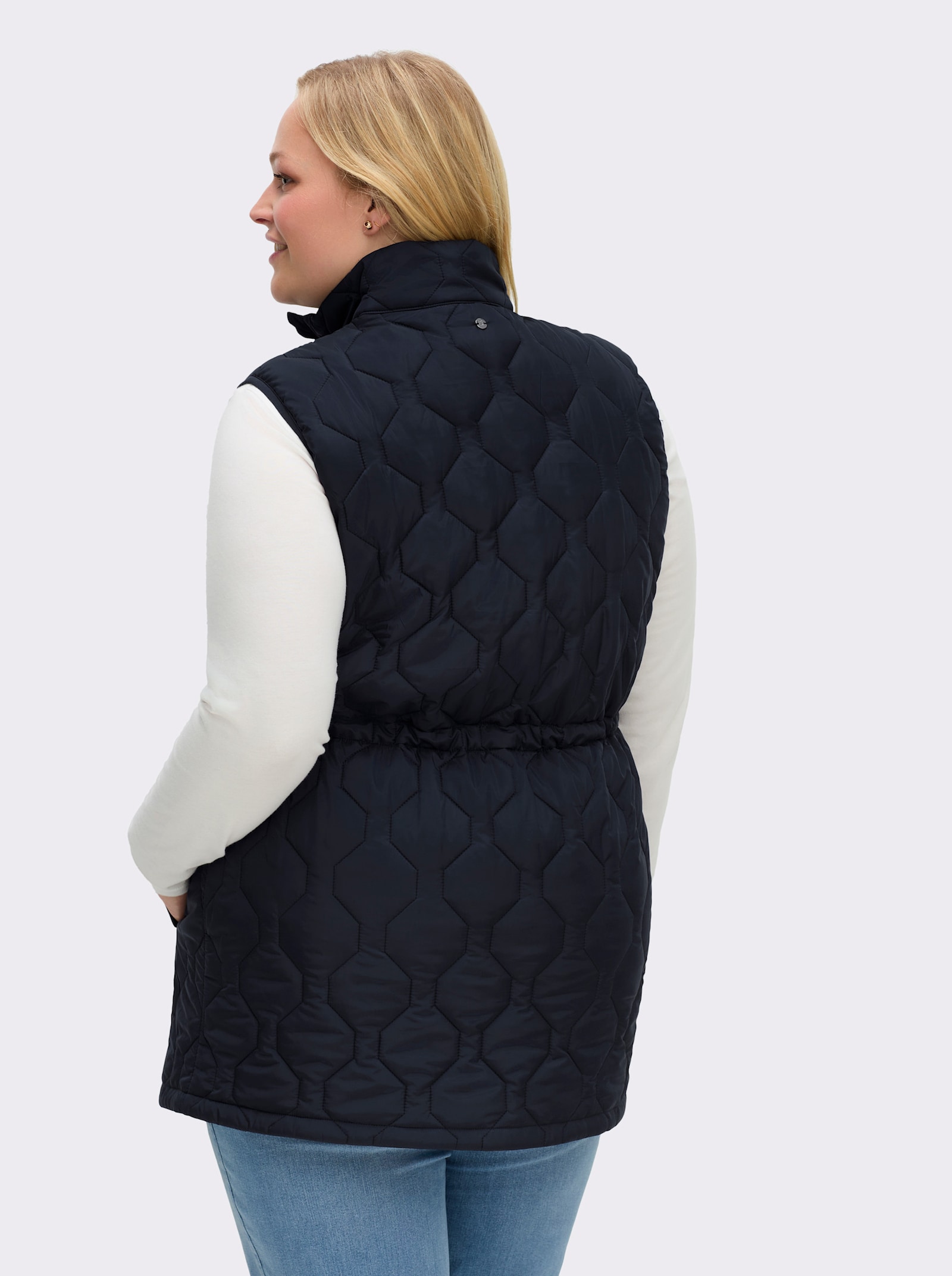 sheego Steppweste in langer Form - tiefblau