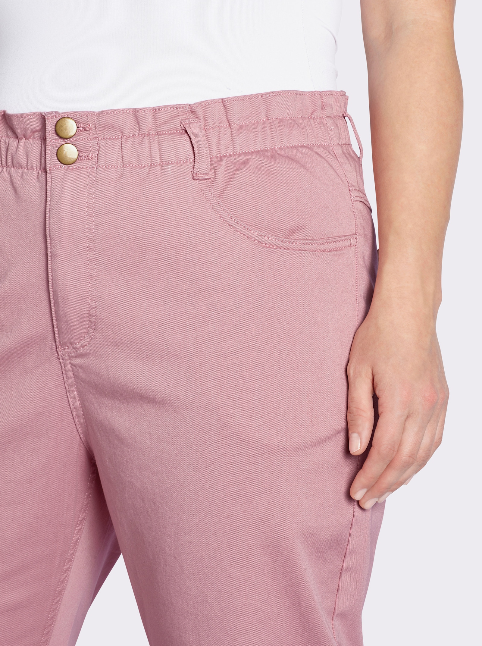 Džíny střihu paperbag - hortenziová