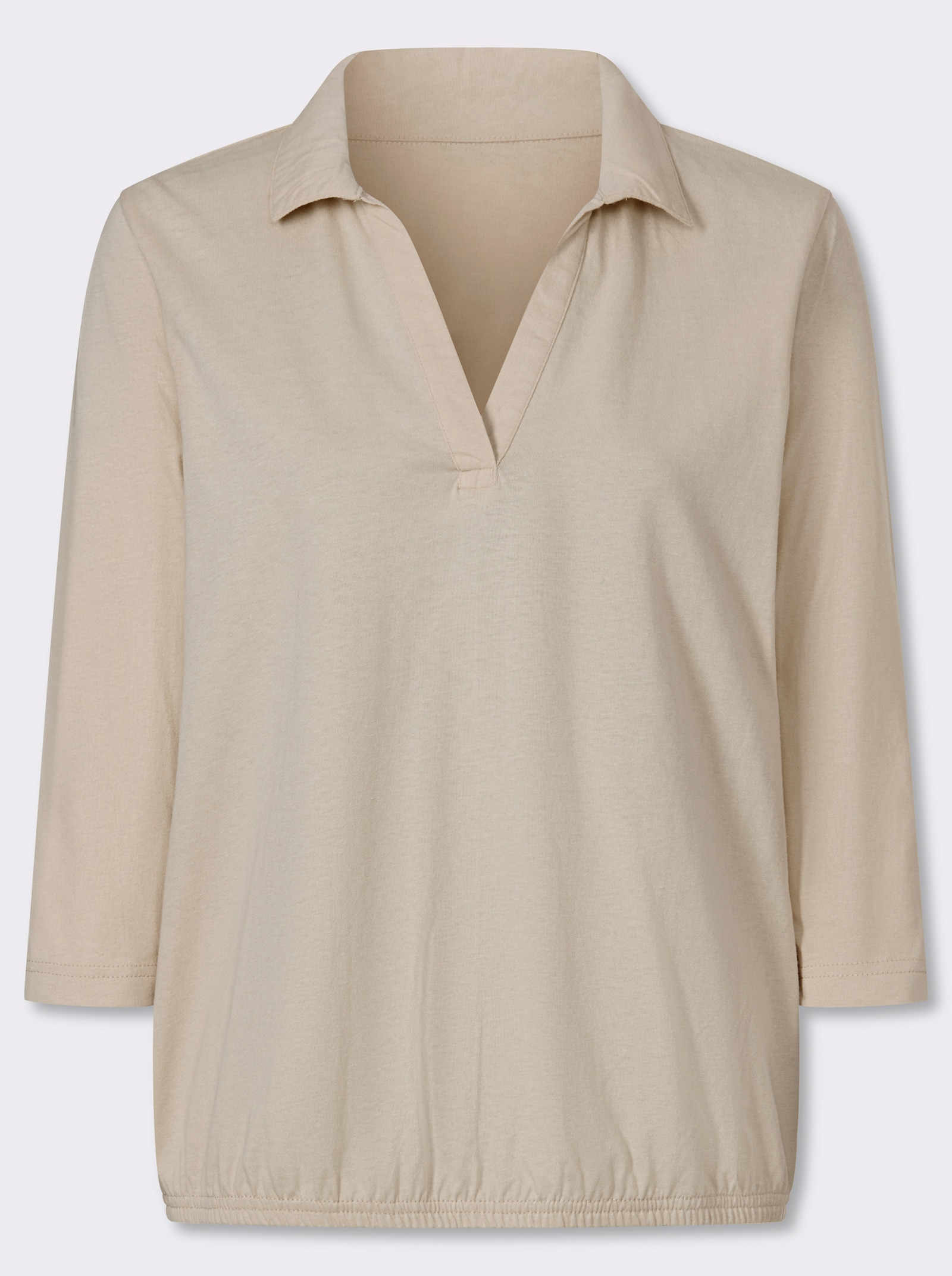 Poloshirt mit Gummizug am Saum - sand