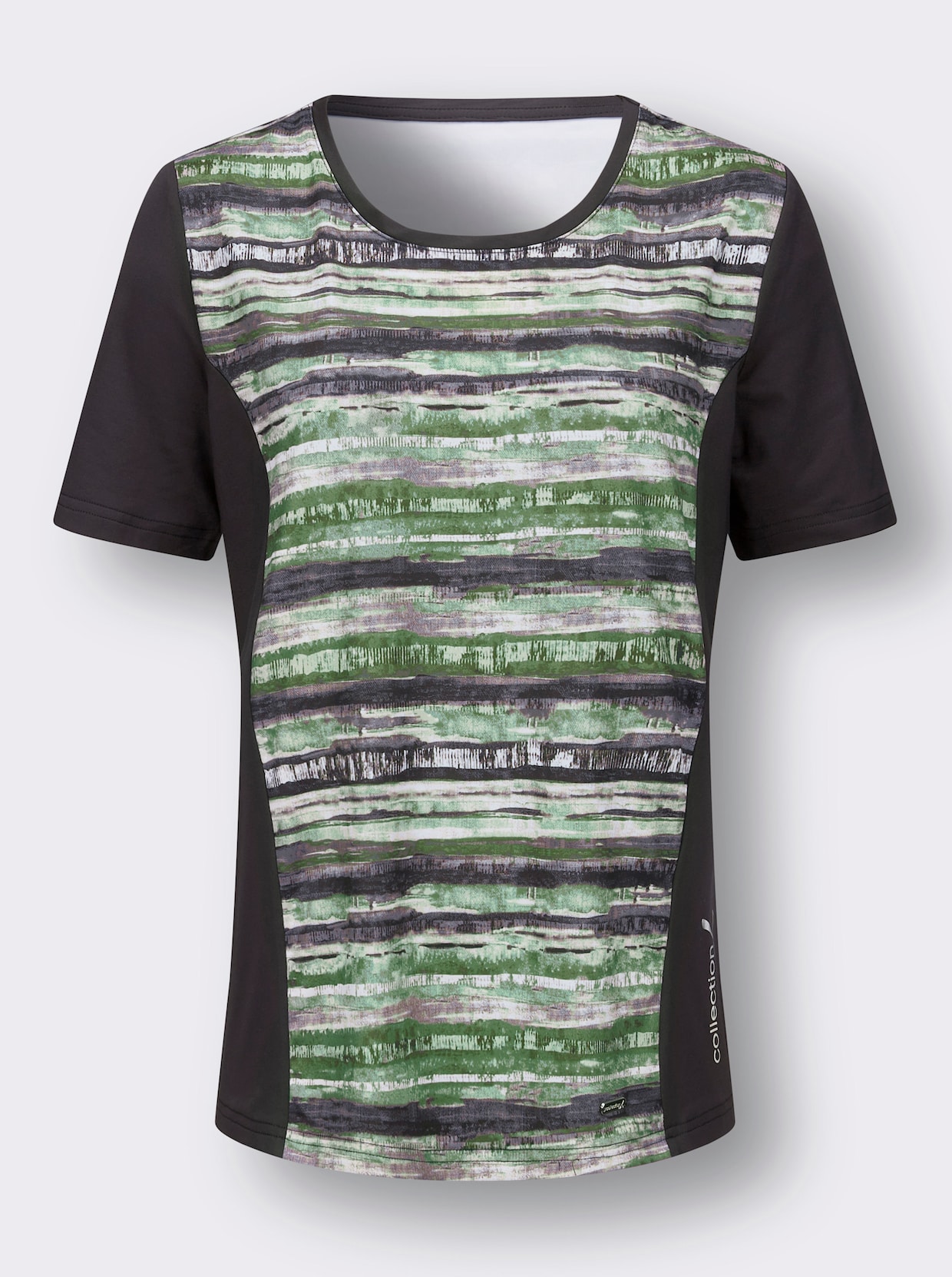 Functioneel shirt - zwart-eucalyptus bedrukt