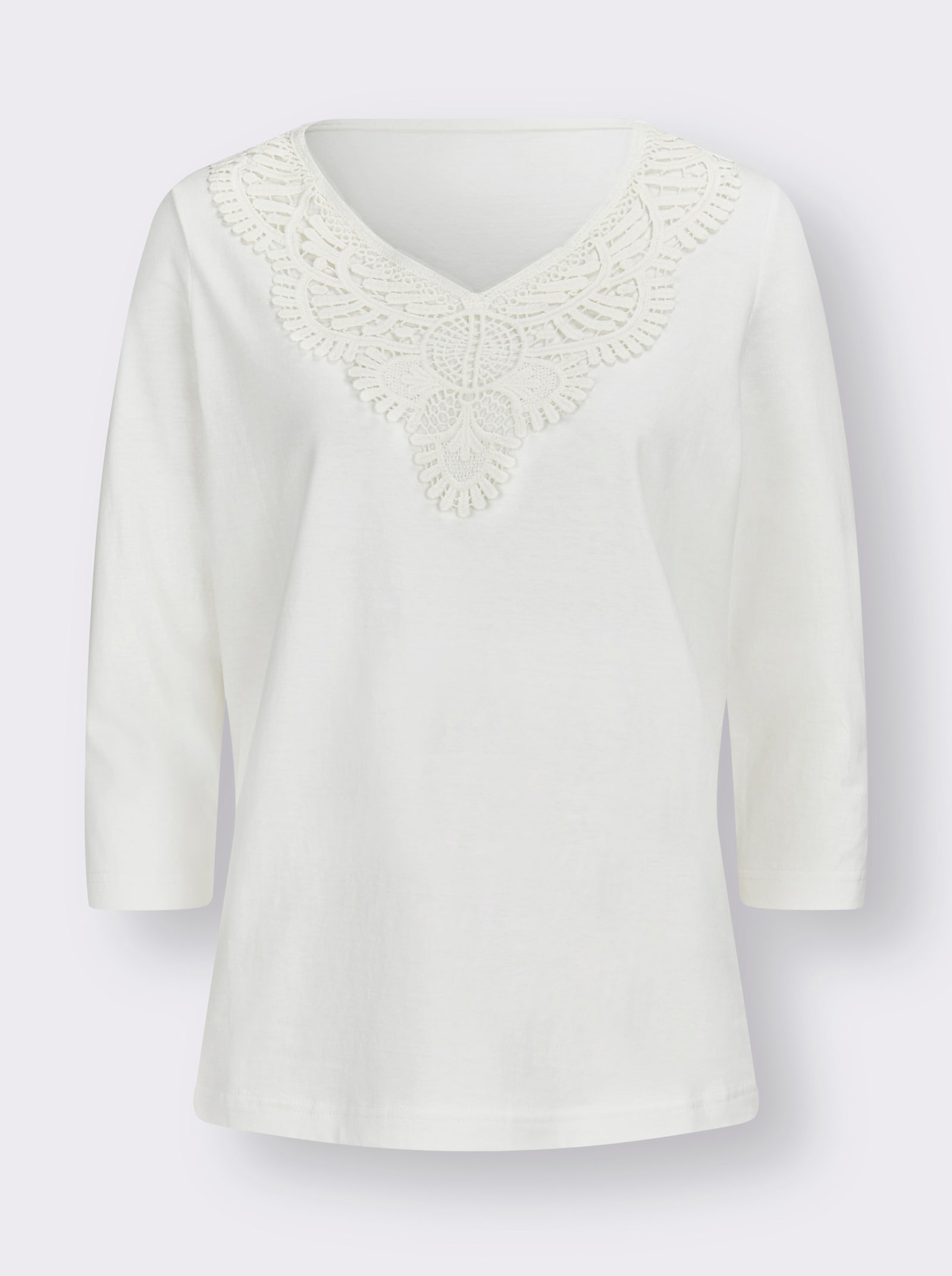 Spitzenshirt mit 3/4-Ärmeln - ecru