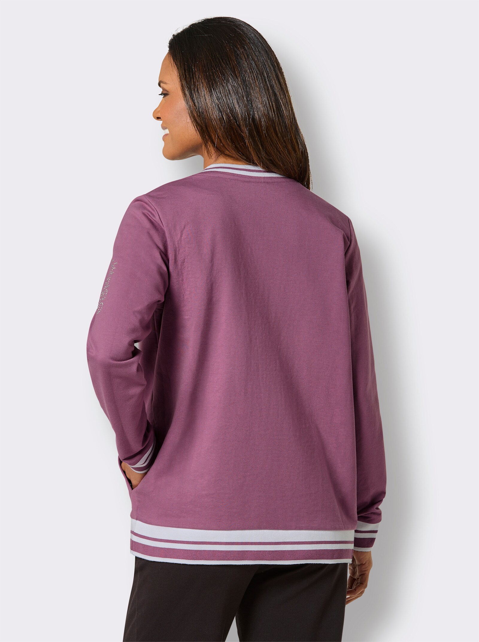 feel good Jacke im College-Look - violett-weiß