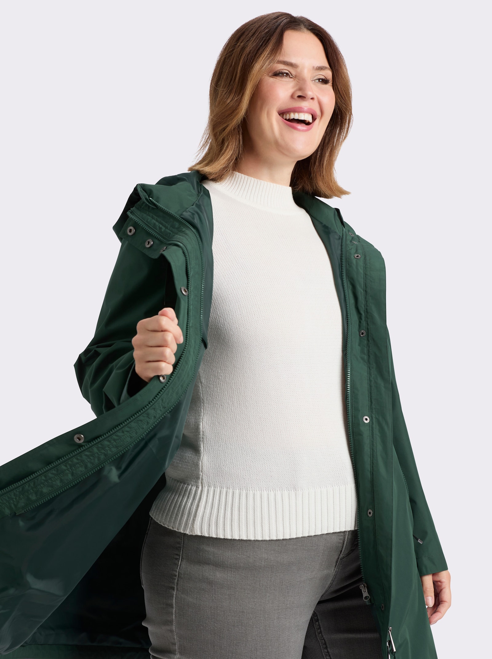 sheego 3-in-1-Funktionsjacke als Jacke oder Weste tragbar - moos