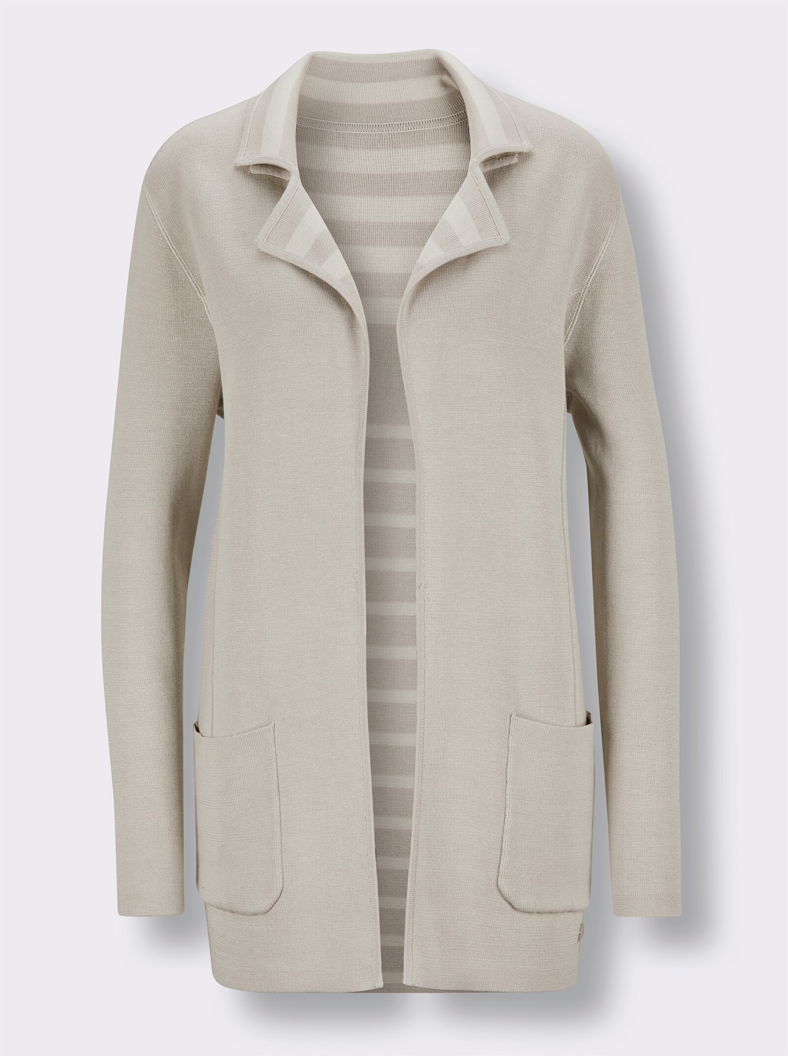 CREATION L PREMIUM Wendejacke im Marine-Stil - hellgrau-champagner-geringelt