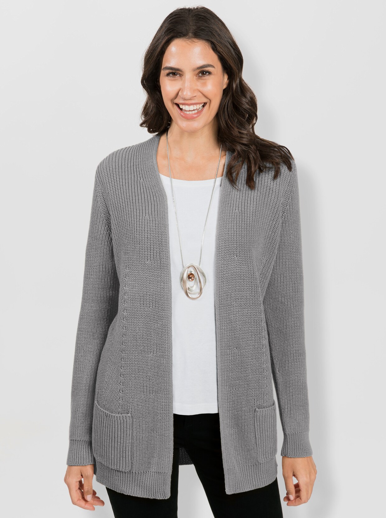 Strickjacke - steingrau