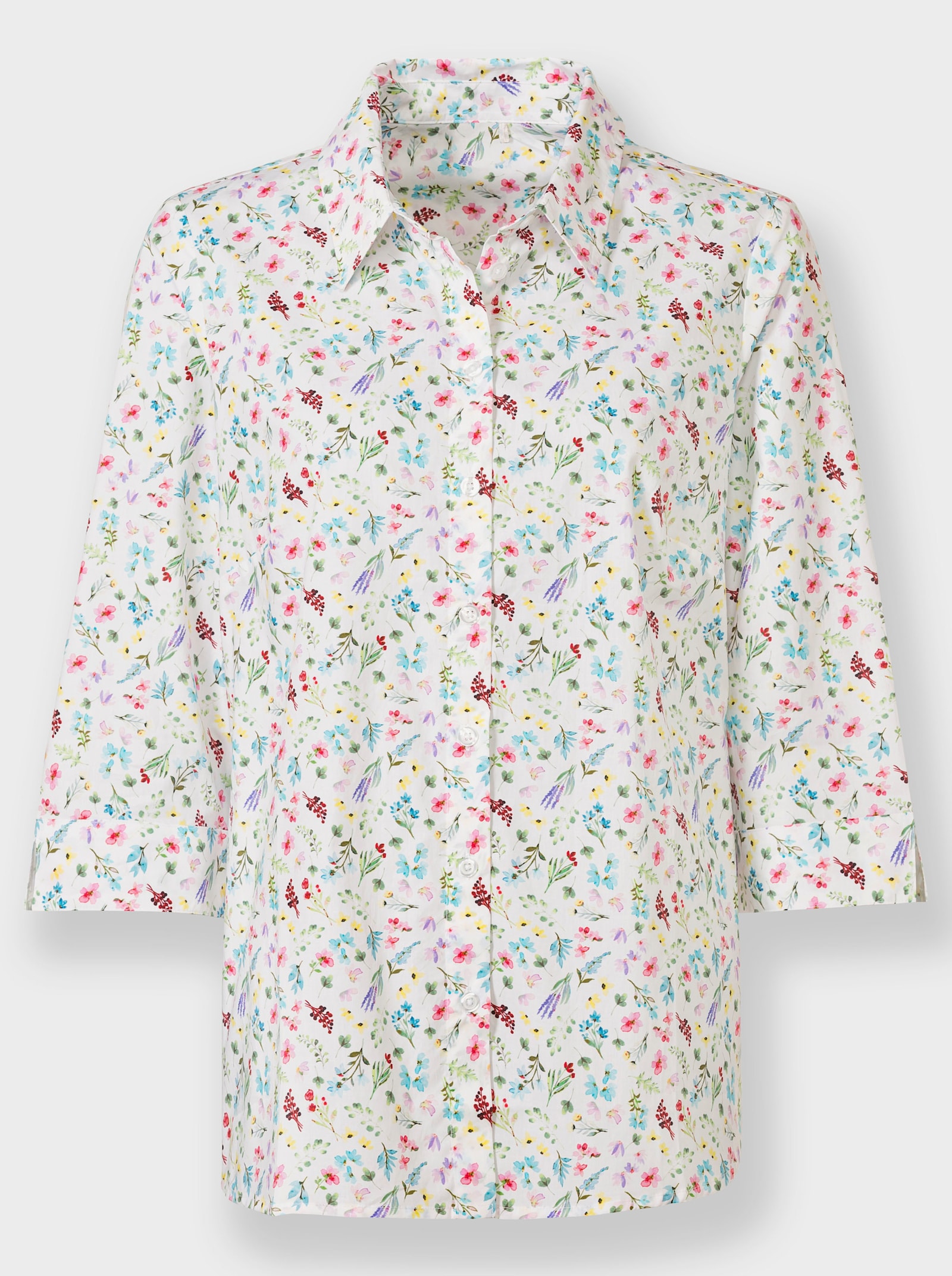 Hemdbluse mit schimmernden Knöpfen - ecru-bedruckt