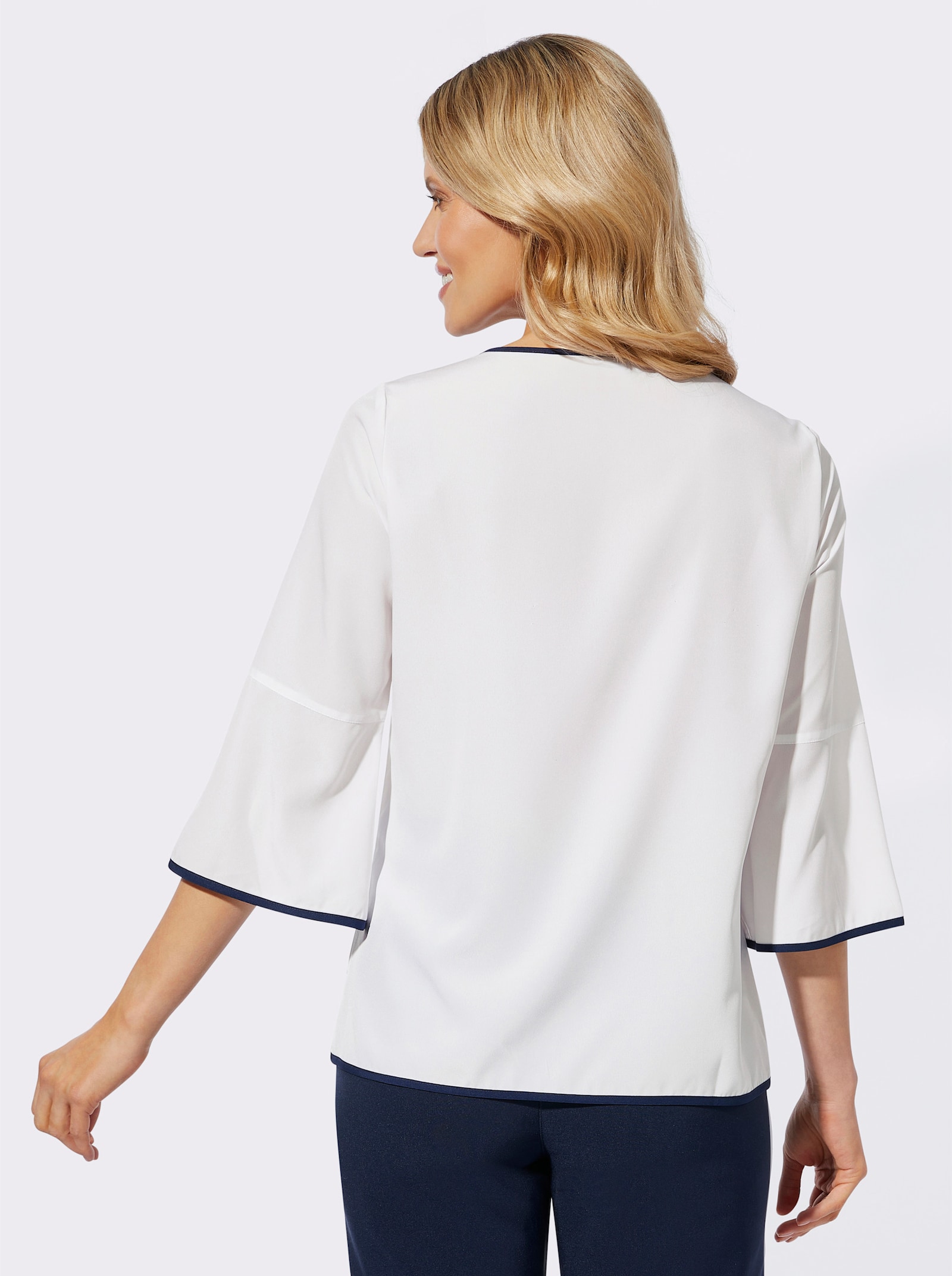 Schlupfbluse mit 3 Lagen im Vorderteil - weiß